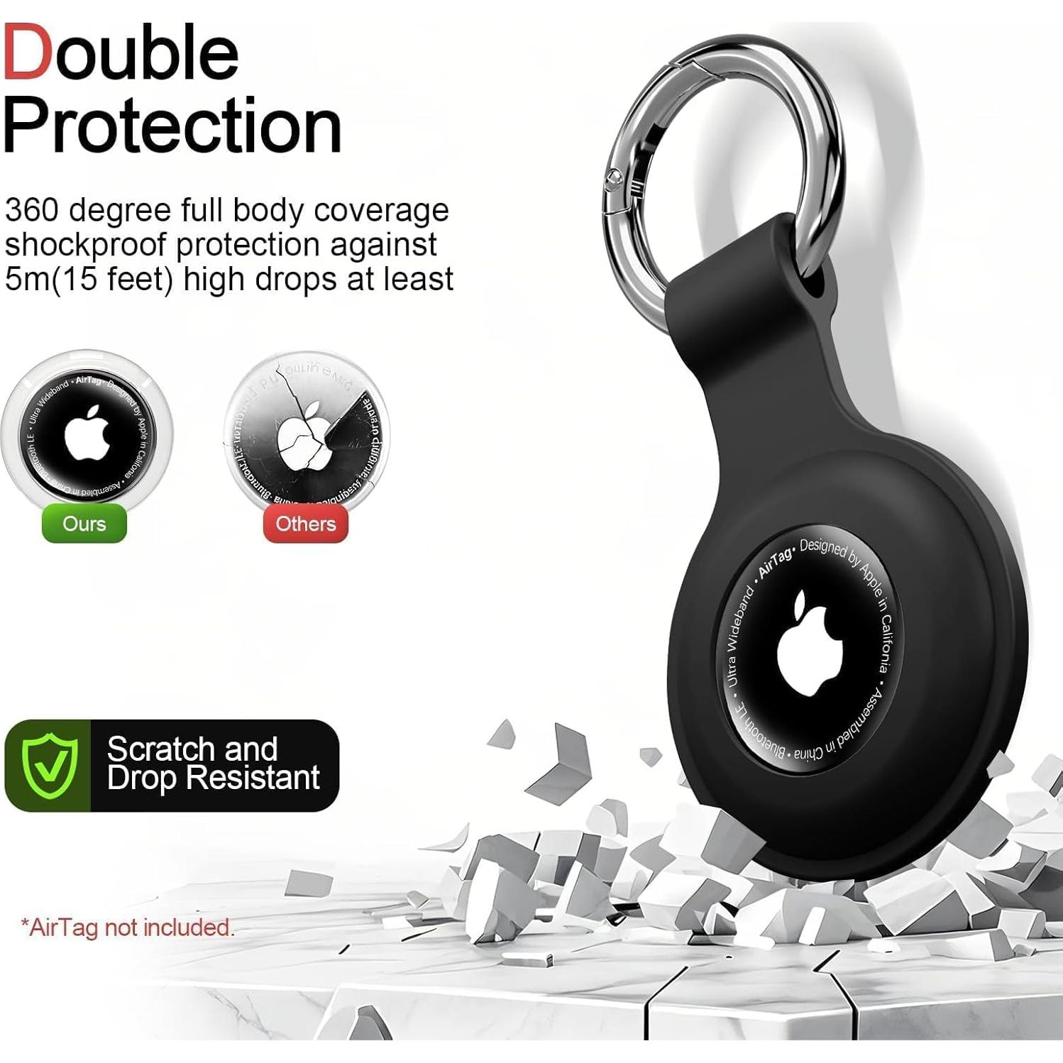 Funda de Silicona para AirTag Vsagier - Antirayaduras, Negro