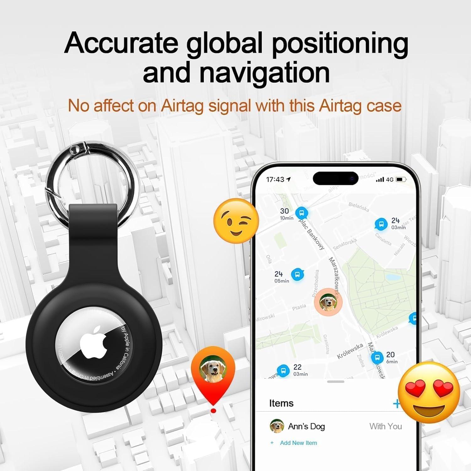 Funda de Silicona para AirTag Vsagier - Antirayaduras, Negro