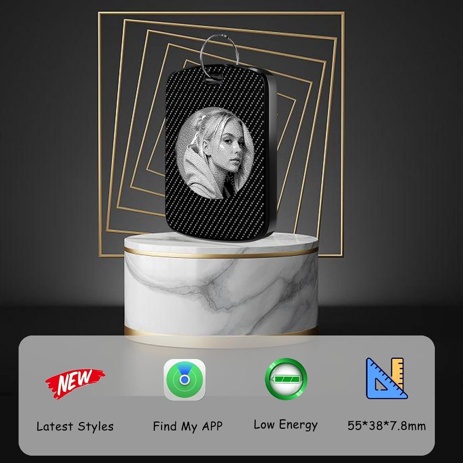 FindXeink Etiqueta Localizadora E-Ink para Apple Find My, Negro