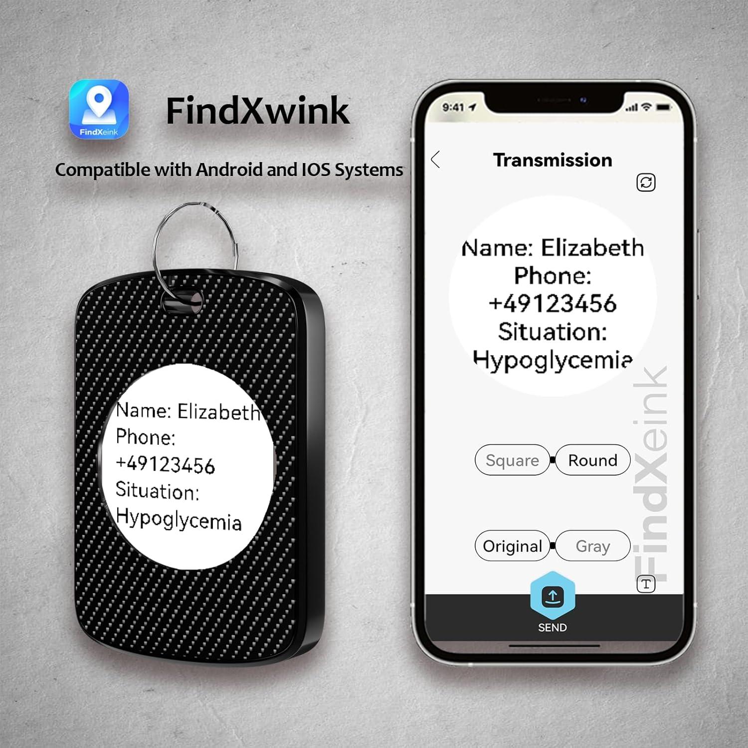FindXeink Etiqueta Localizadora E-Ink para Apple Find My, Negro
