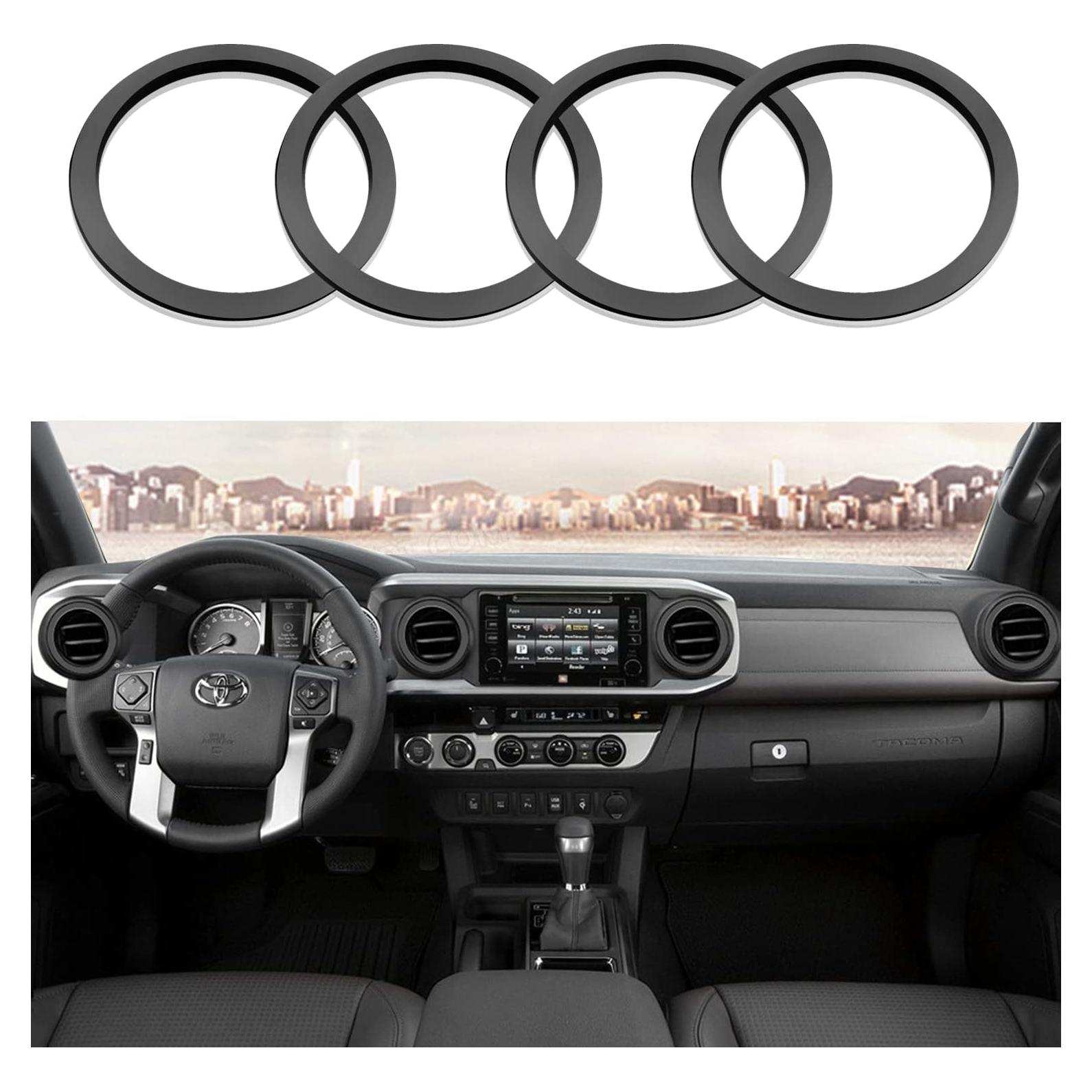 For 2016-2023 Tacoma A/C Vent Ring Inner Cover Air Conditioning Outlet Trim Decoration Toyota Tacoma Accessories 4 Piece Kit -Black