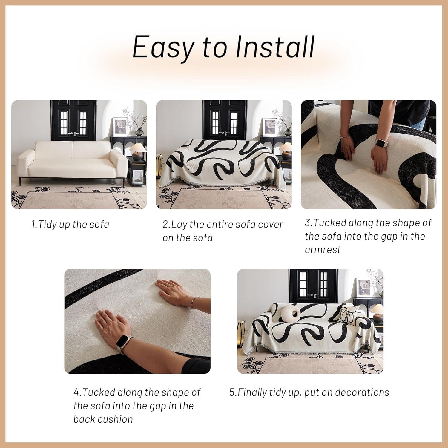 Funda de Sofá MYSKY HOME Chenilla Negra 180x259 cm