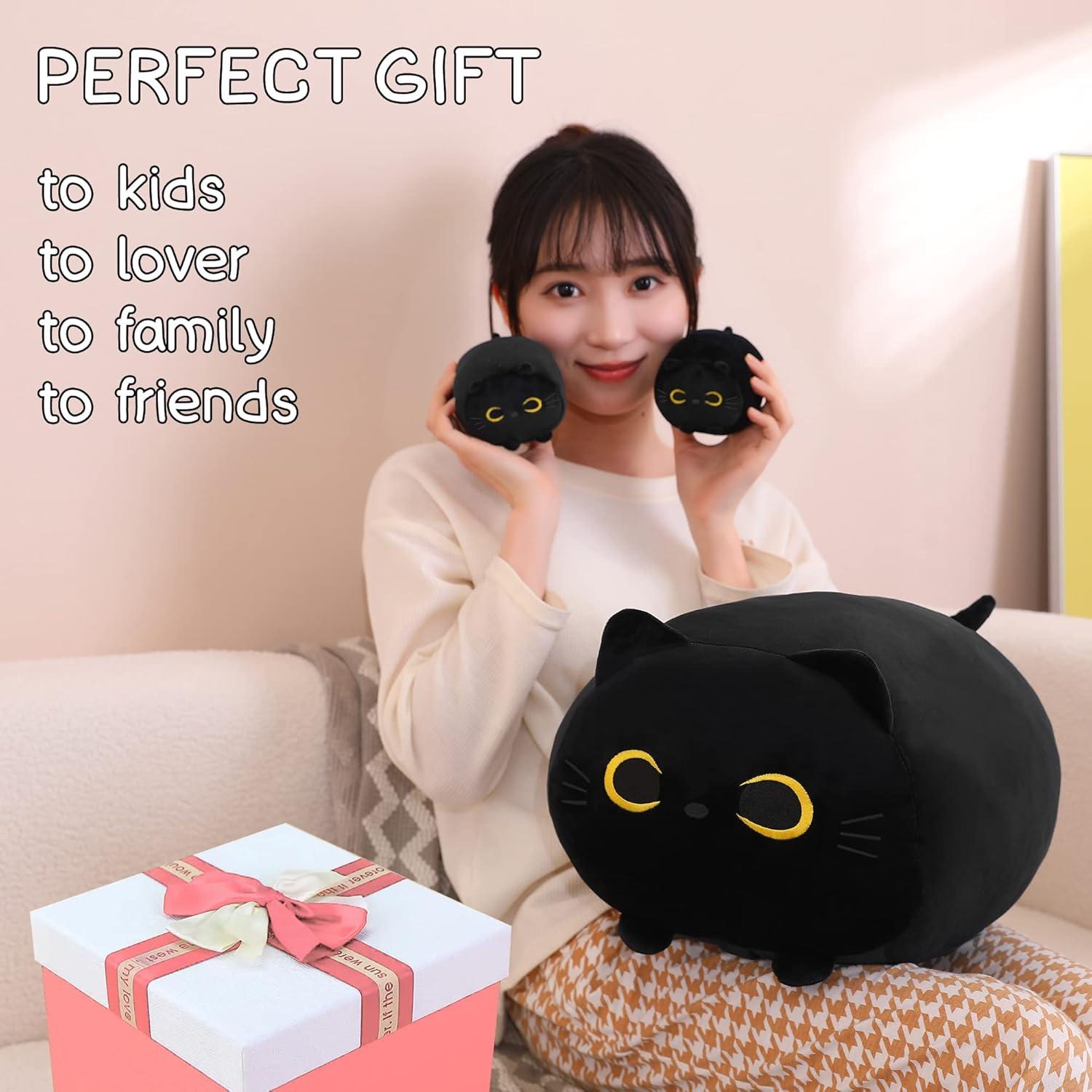 Almohada de Peluche Gato Negro SQEQE con 4 Gatitos 39.9x30x24.9cm