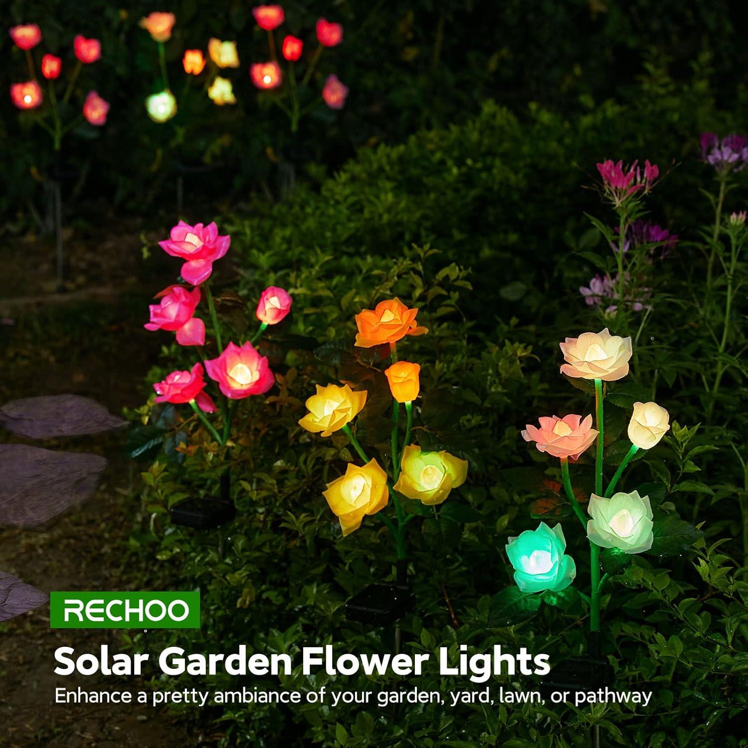 Luces Solares de Jardín RECHOO 3 Flores LED Multicolor