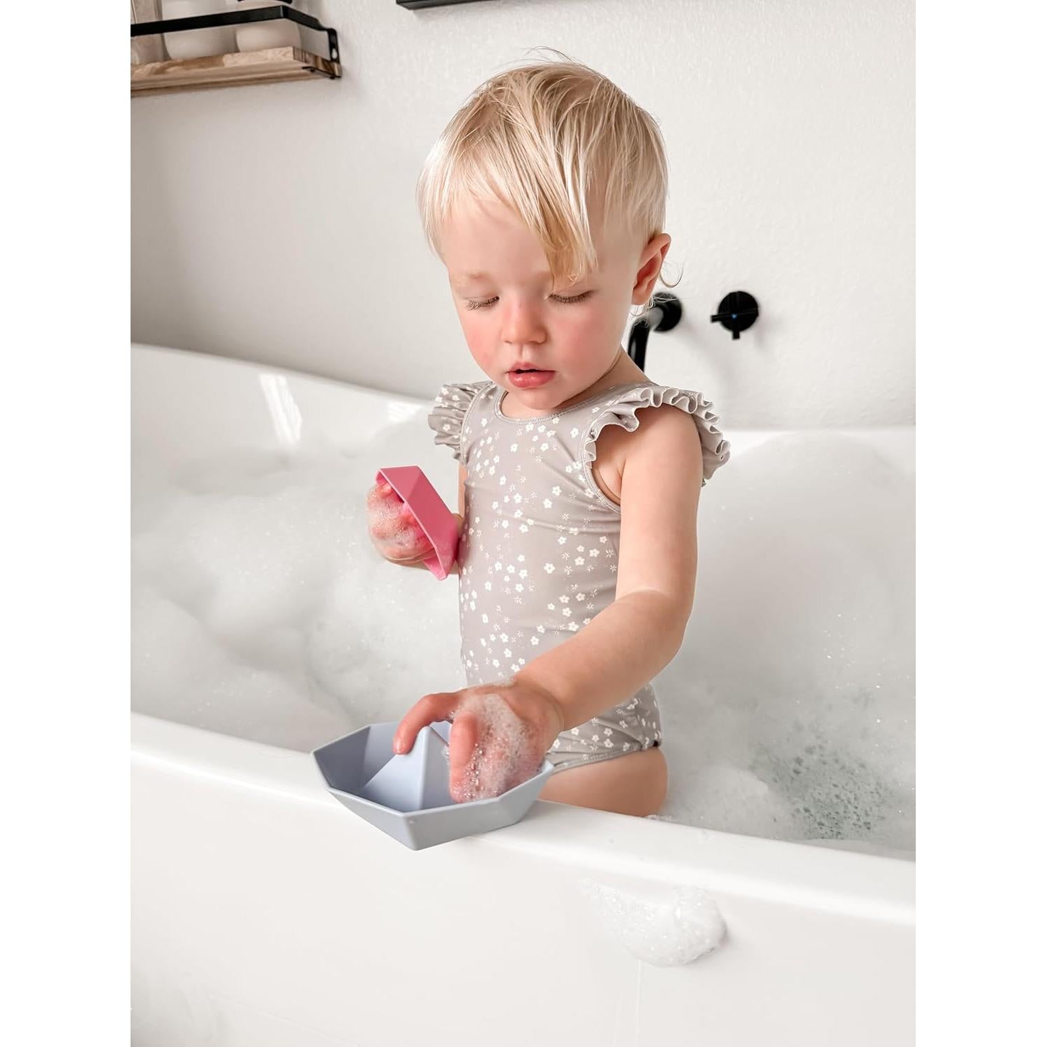 Bath Toys for Toddlders | Bathtub Toys for Babies | 4-Piece Set Floating Boats | Boat Toys (Pink)