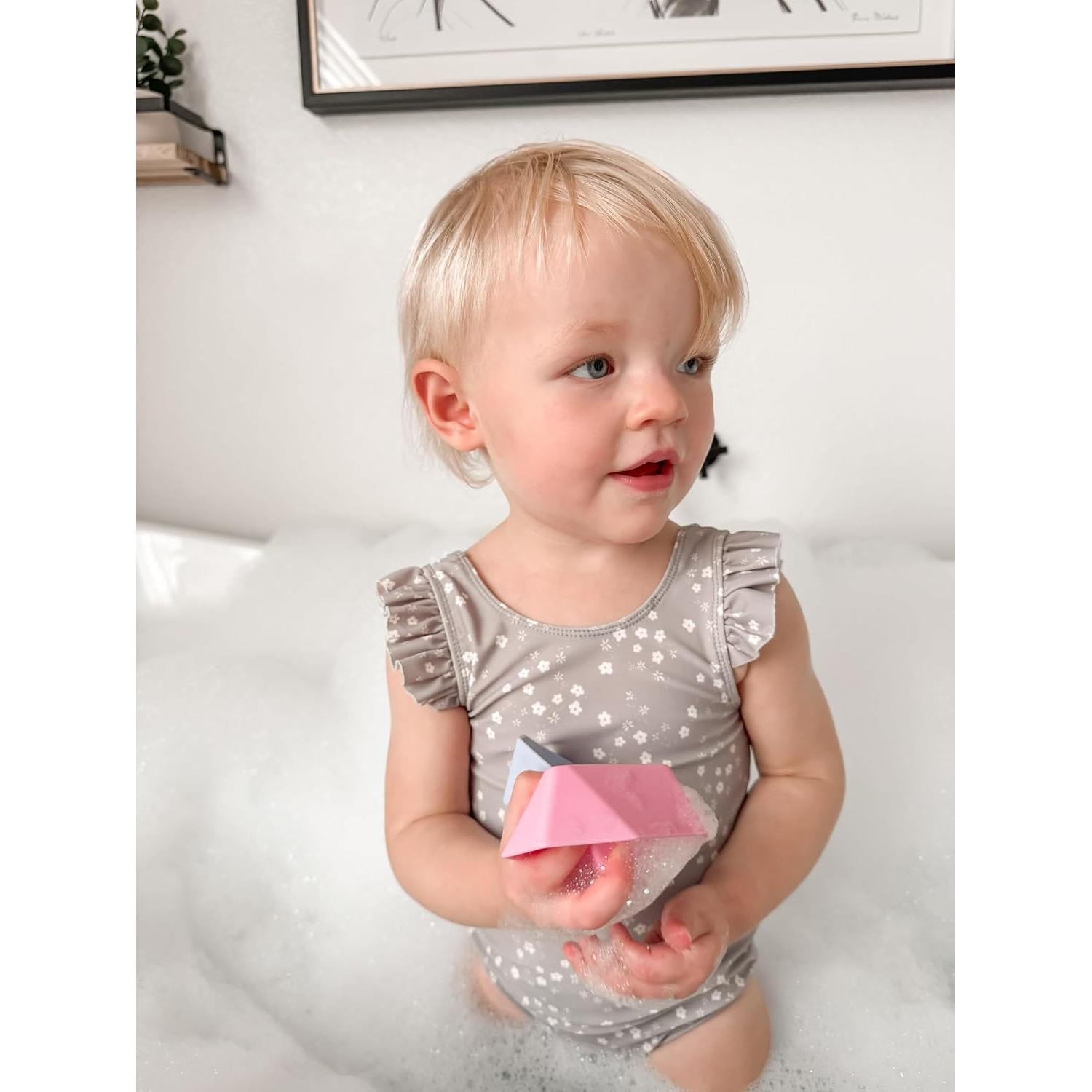 Bath Toys for Toddlders | Bathtub Toys for Babies | 4-Piece Set Floating Boats | Boat Toys (Pink)