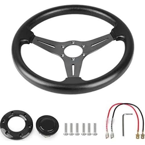 Volante Deportivo YEHICY 350mm Aluminio Negro con Claxon