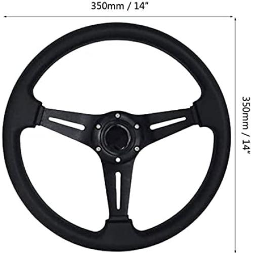 Volante Deportivo YEHICY 350mm Aluminio Negro con Claxon