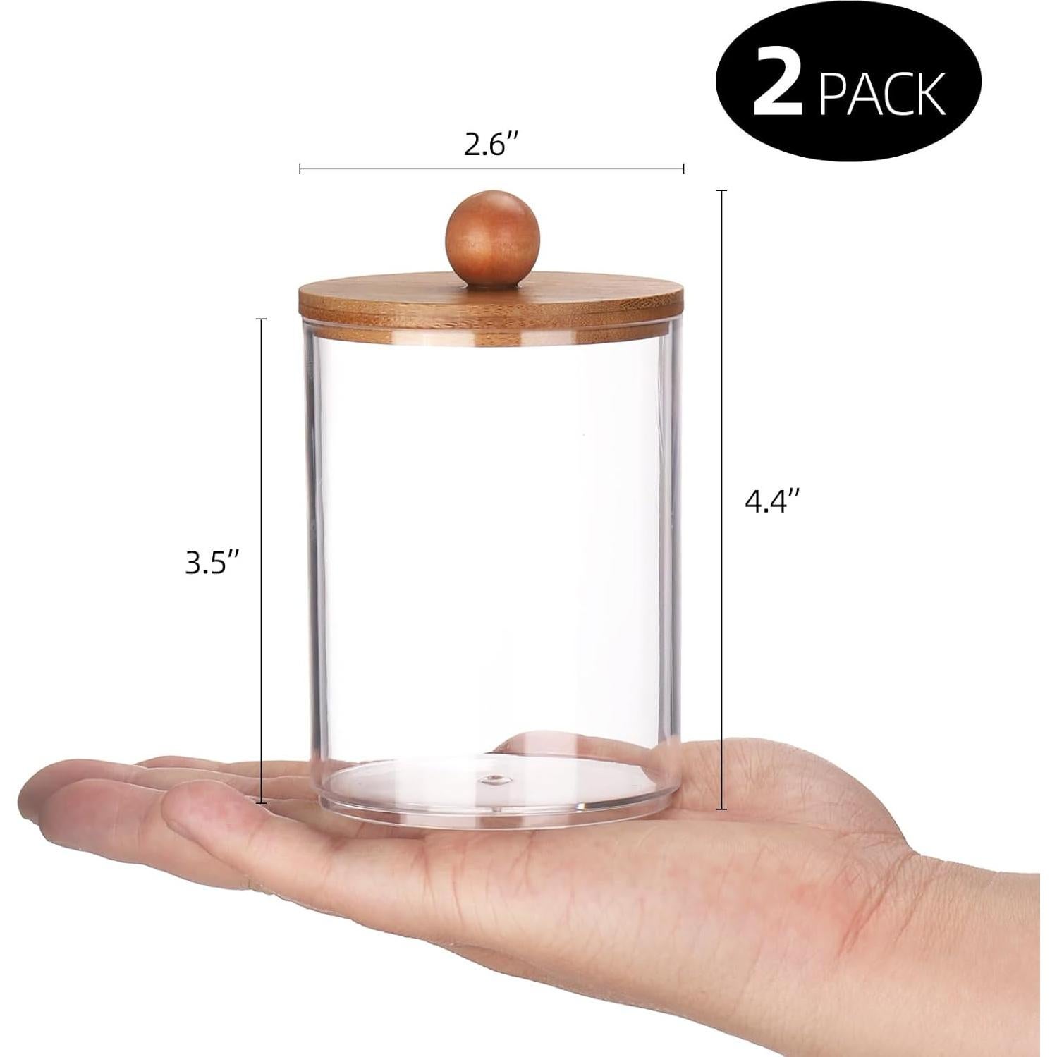 Soporte para Qtip Tbestmax 2 frascos 10 oz con tapa de bambú