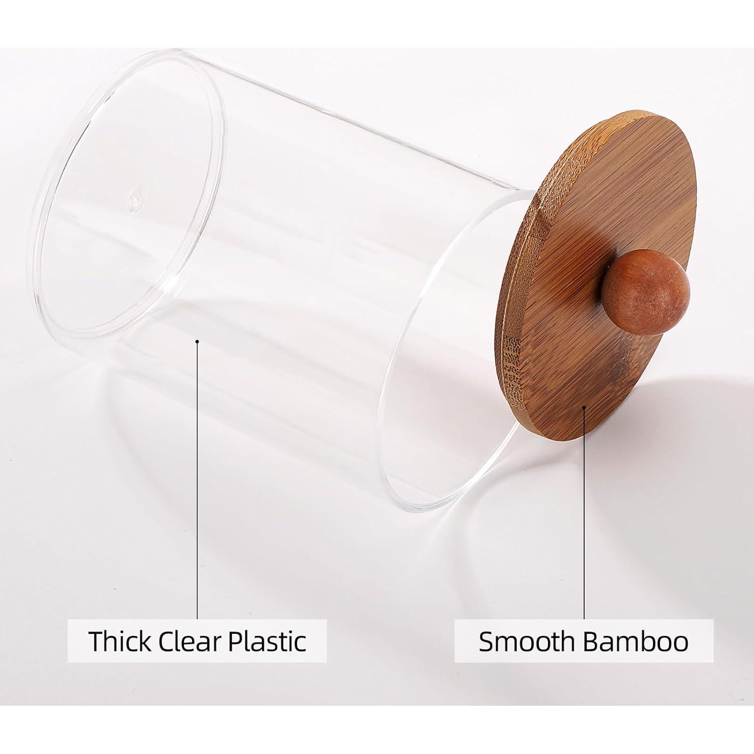 Soporte para Qtip Tbestmax 2 frascos 10 oz con tapa de bambú