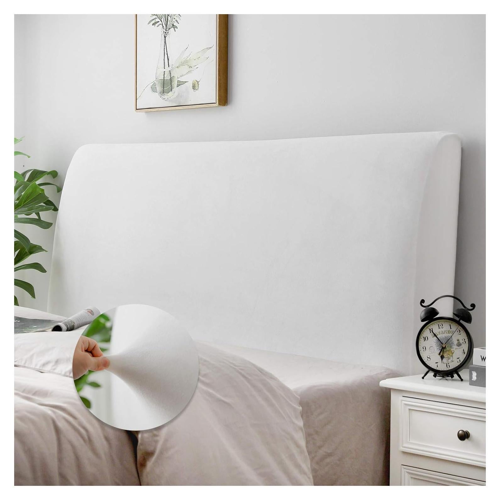 Funda de Cabecera DUJUIKE para Cama Queen, Terciopelo Blanco