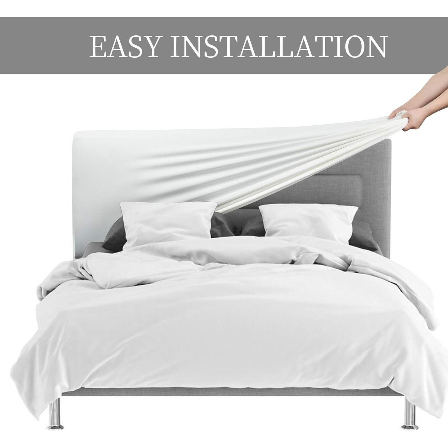 Funda de Cabecera DUJUIKE para Cama Queen, Terciopelo Blanco