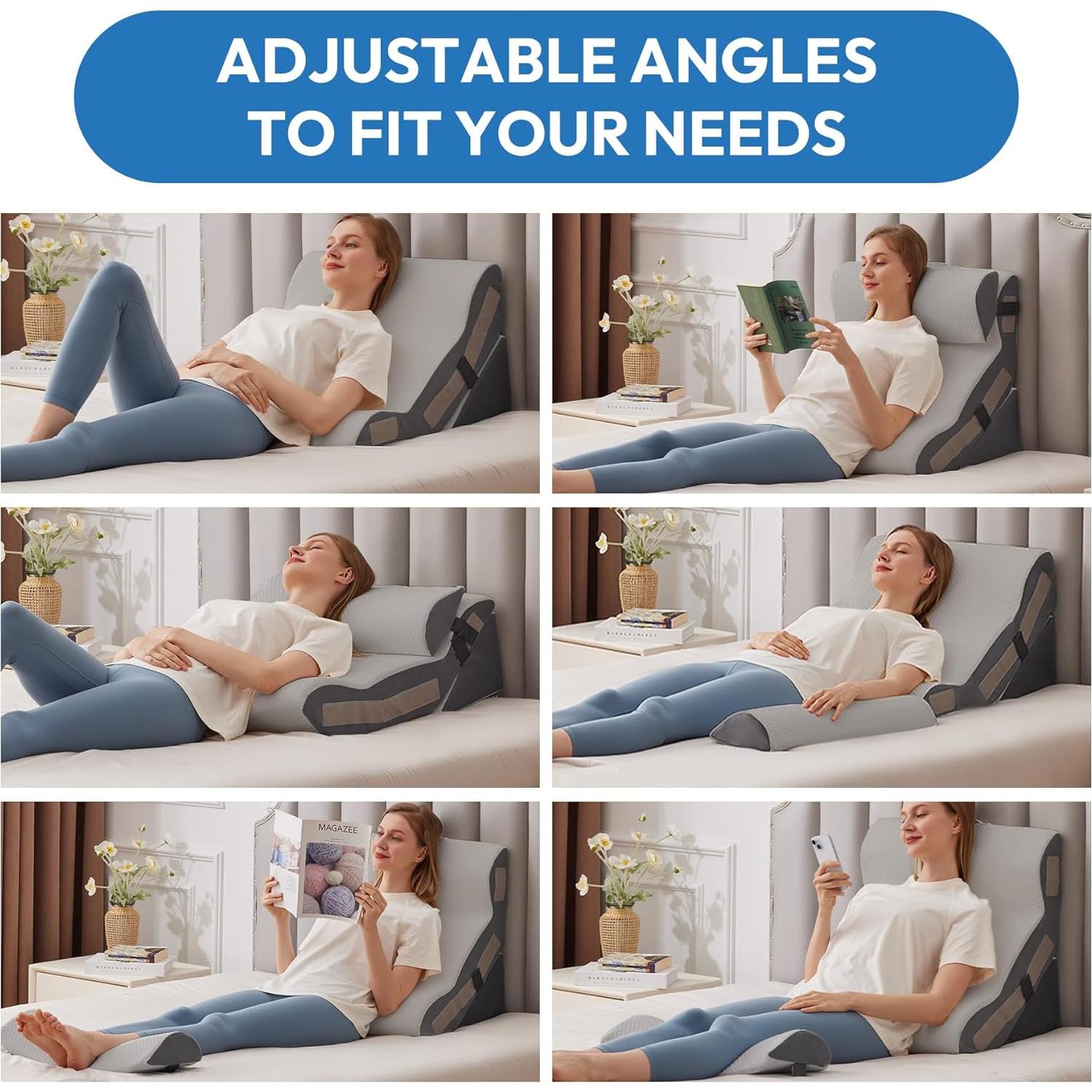 Juego de Almohadas en Cuña Ortopédicas Ahpmeoa 3 Piezas Gris