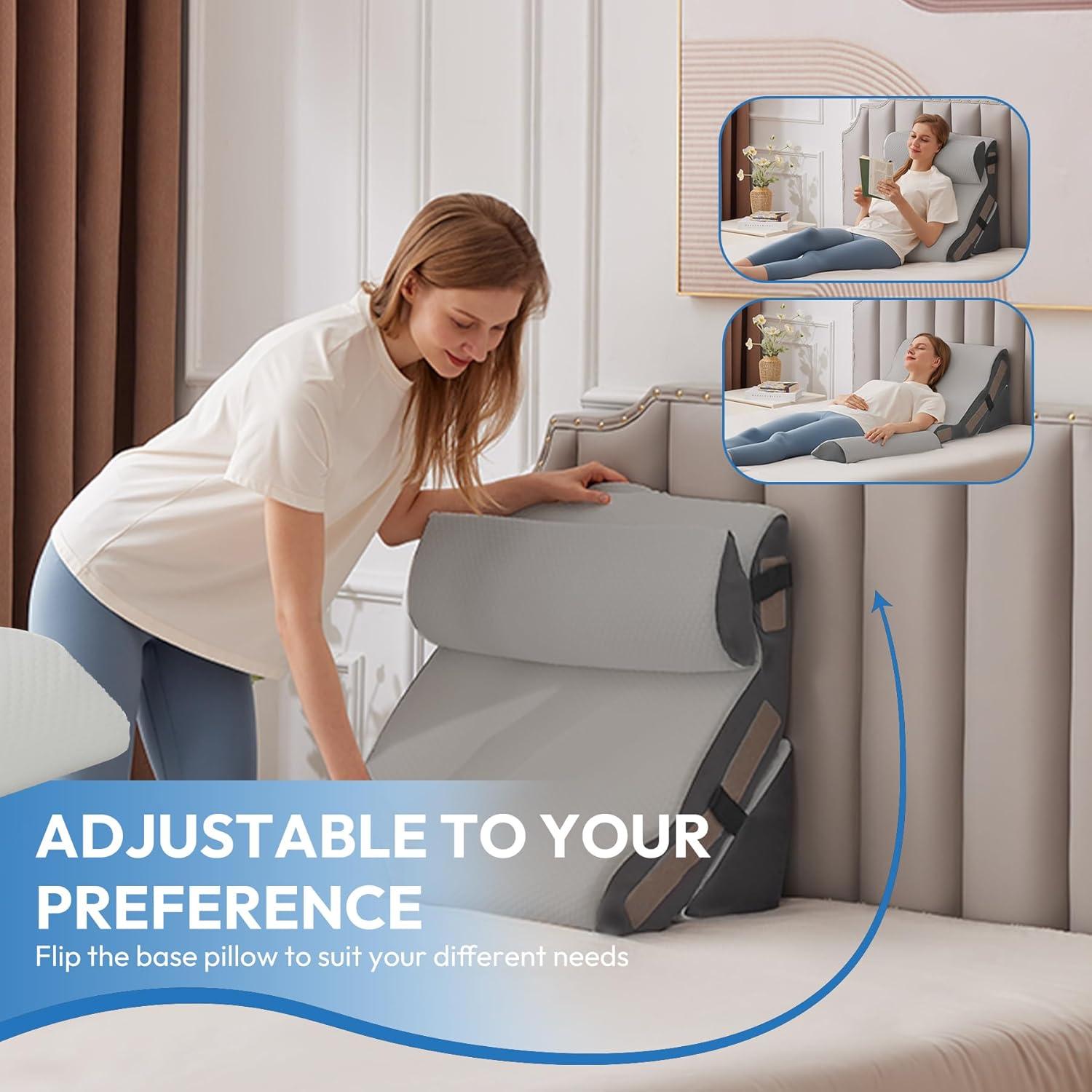 Juego de Almohadas en Cuña Ortopédicas Ahpmeoa 3 Piezas Gris