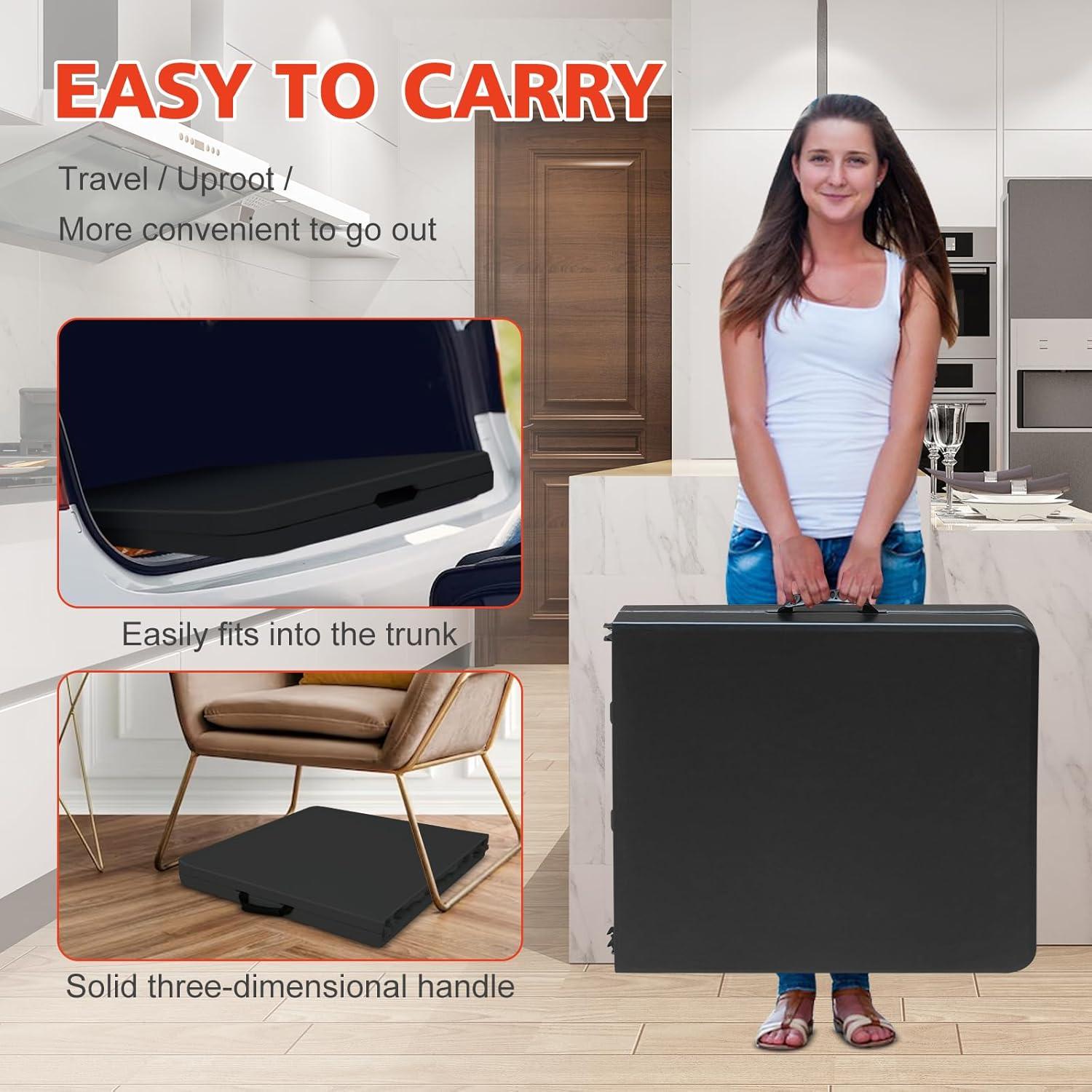 Mesa Plegable LSKSSNG 1.22m Ajustable Negra para Camping