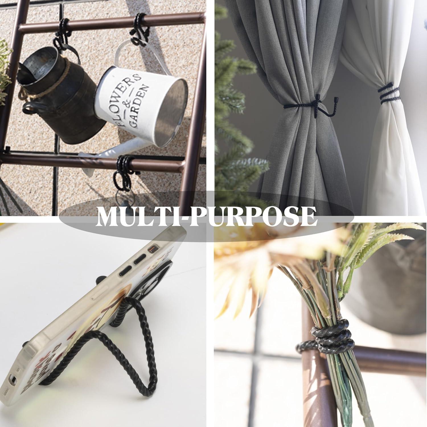 8 Sujetadores de Cable de Silicona HTHOOOOOME 10.16 cm Negro