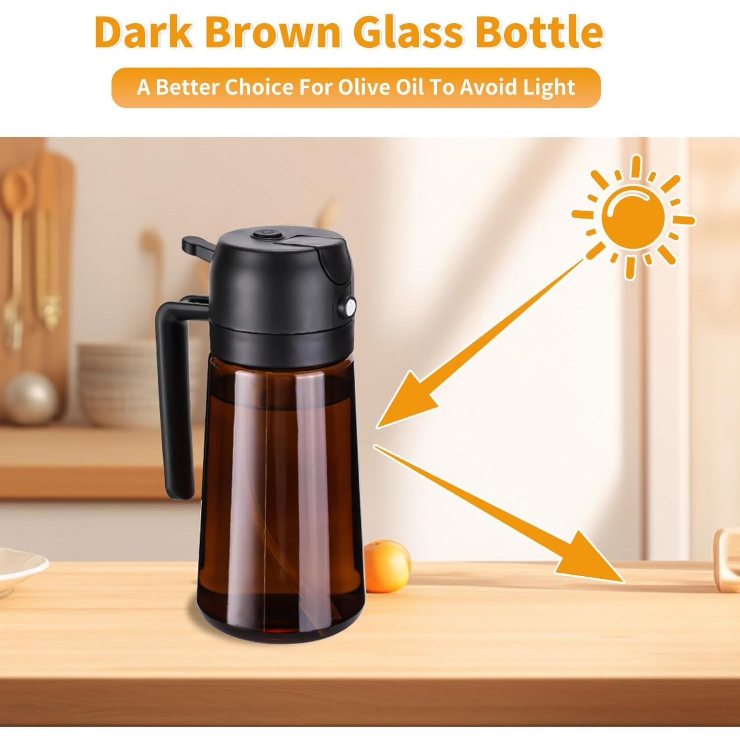 Rociador de Aceite RFetomax 470ml Vidrio Marrón 2 en 1