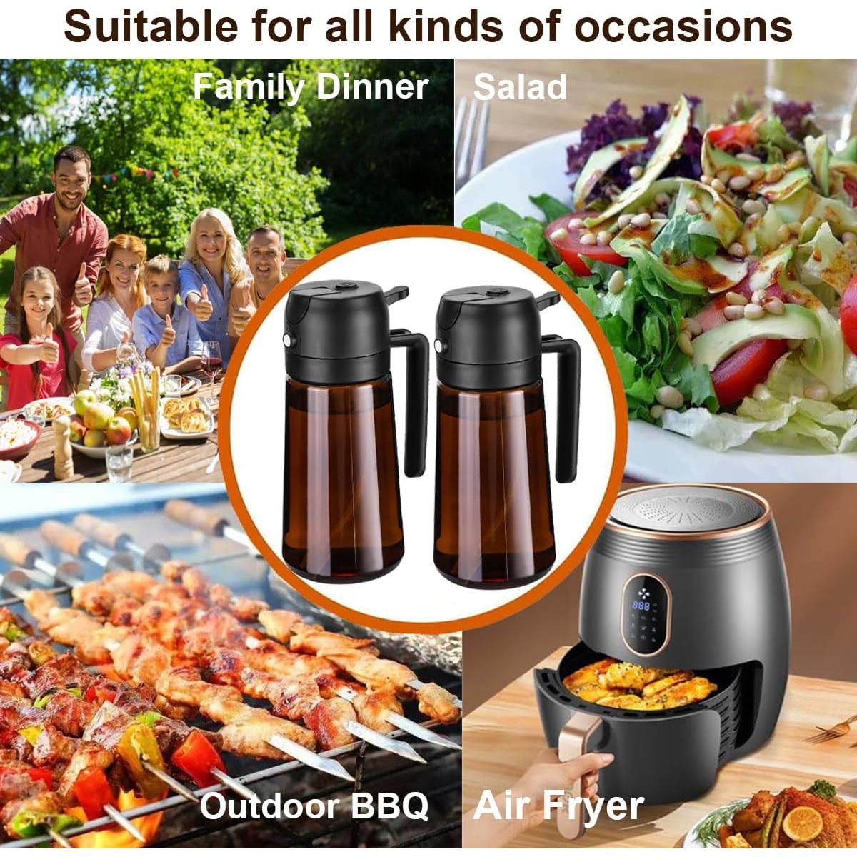 Rociador de Aceite RFetomax 470ml Vidrio Marrón 2 en 1