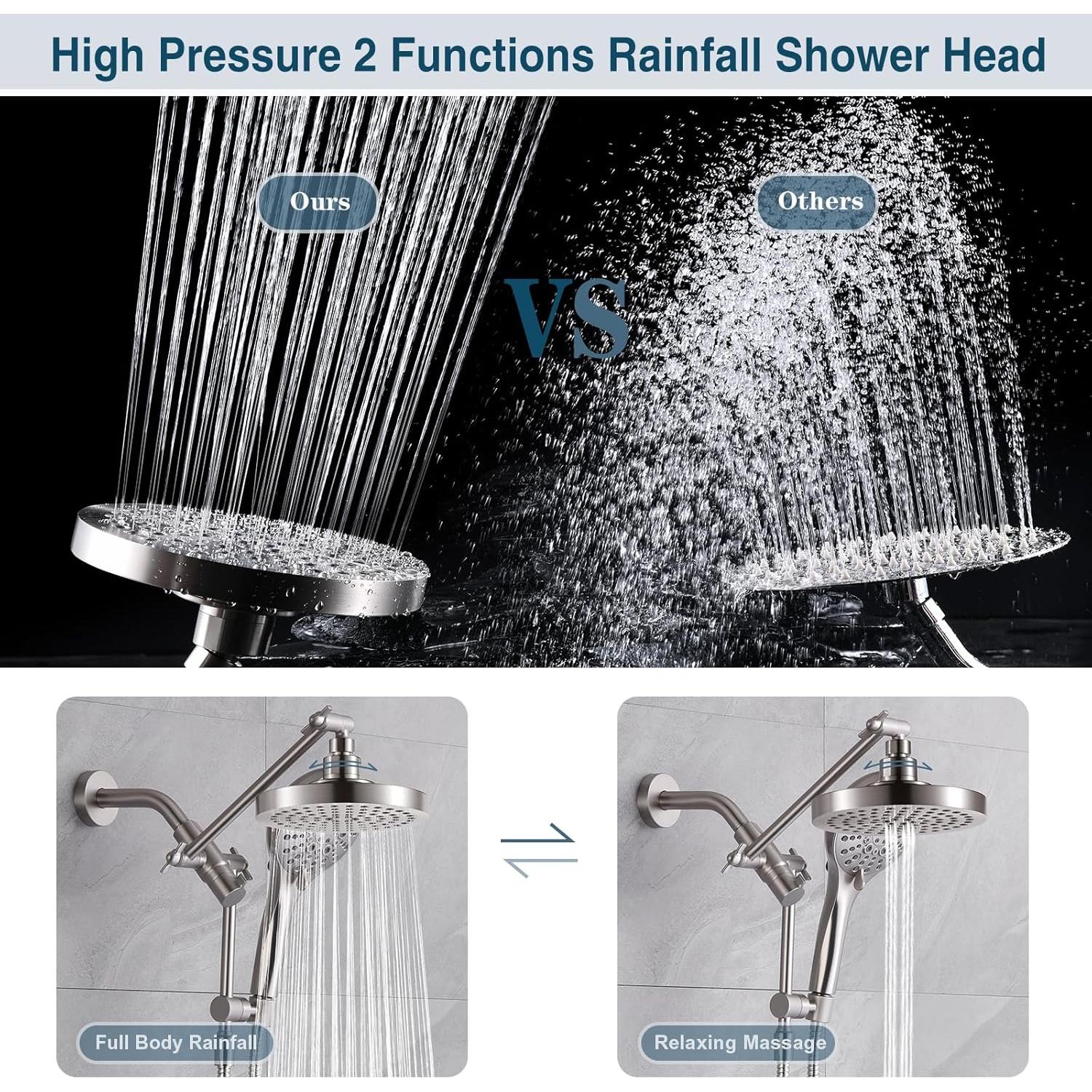 Cabezal de Ducha de Lluvia DUCHAS BRILLANTES 9 Modos Níquel