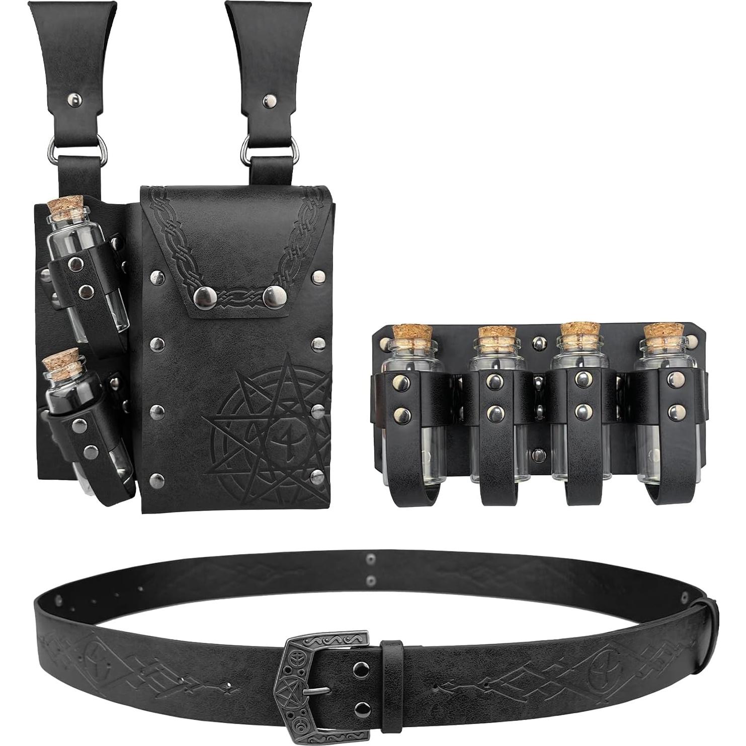 Combo Cinturón Alquimia EpicCos + Bolsa Botellas Negra