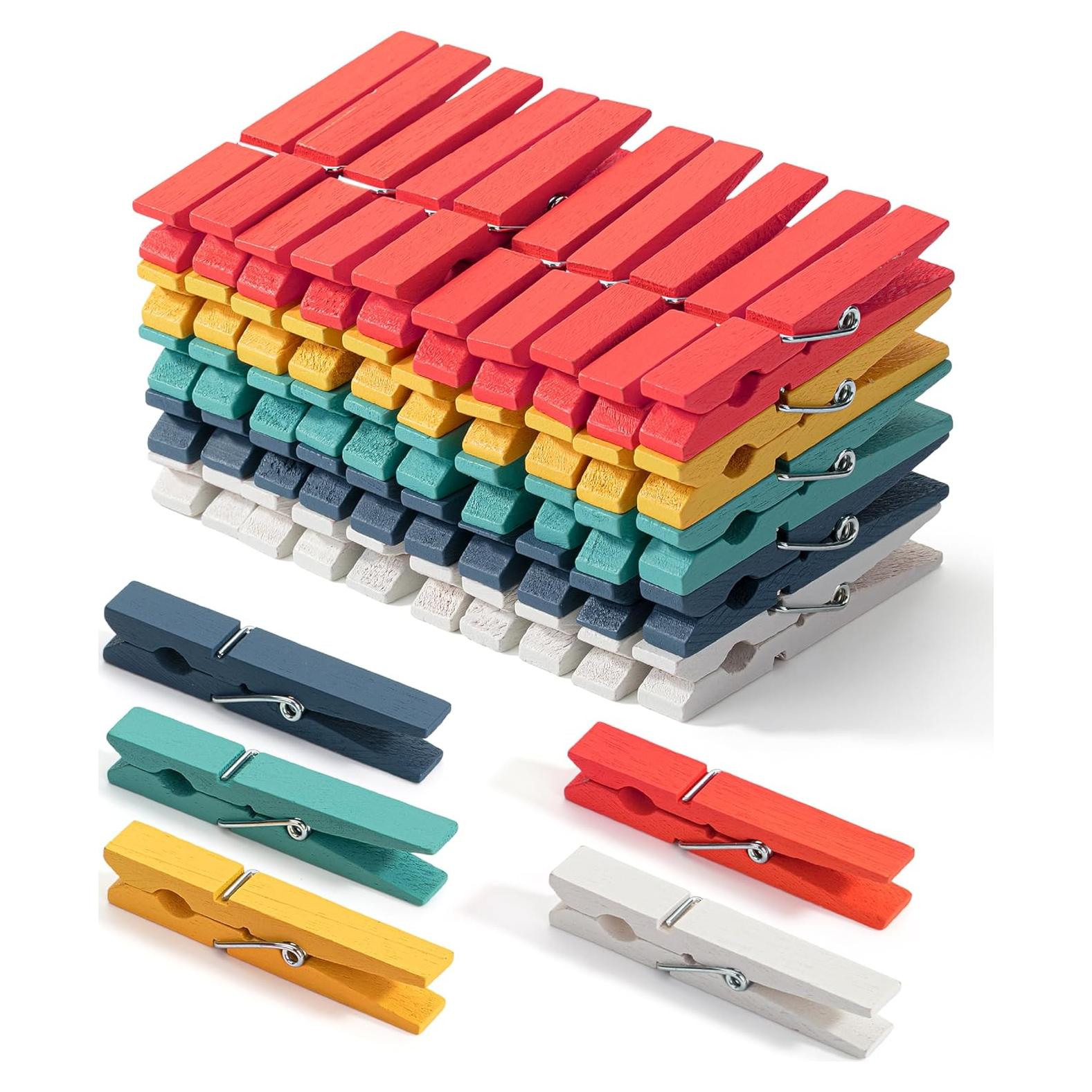 Pinzas de Ropa de Madera Mr. Pen 50 Pcs 7.4 cm Colores Variados