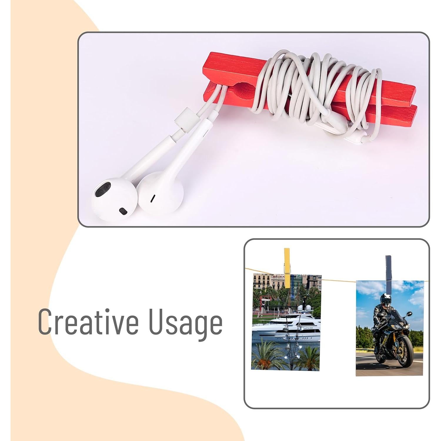 Pinzas de Ropa de Madera Mr. Pen 50 Pcs 7.4 cm Colores Variados