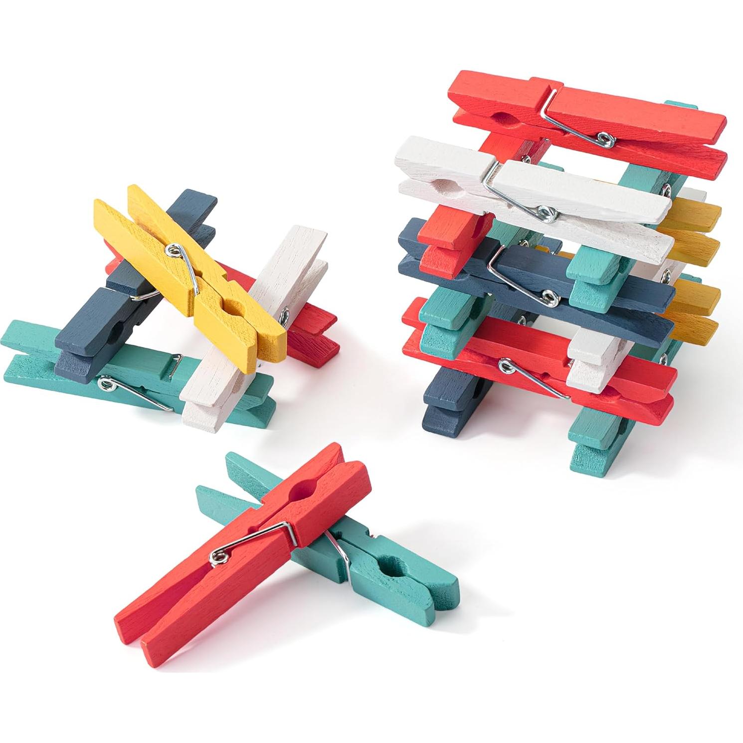 Pinzas de Ropa de Madera Mr. Pen 50 Pcs 7.4 cm Colores Variados