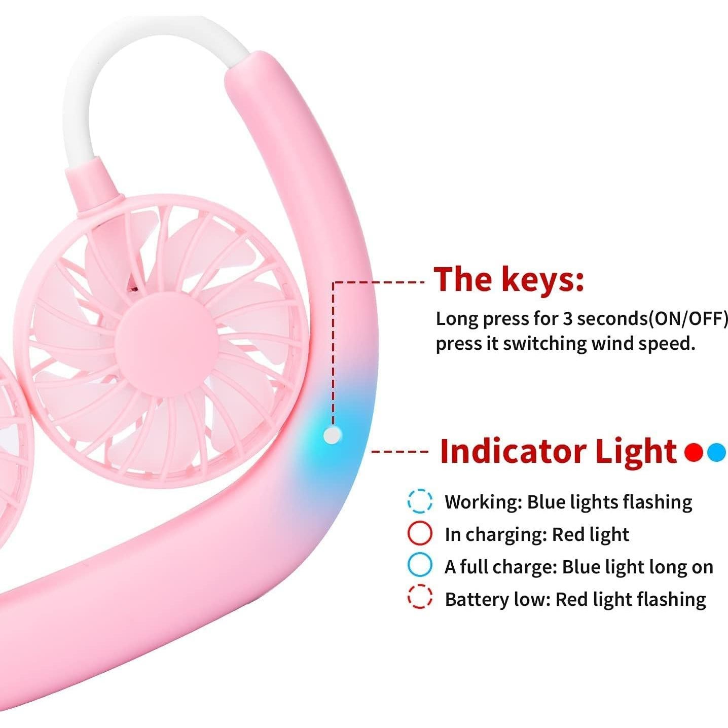 Ventilador de Cuello Portátil JUANANIUG Recargable 3 Velocidades