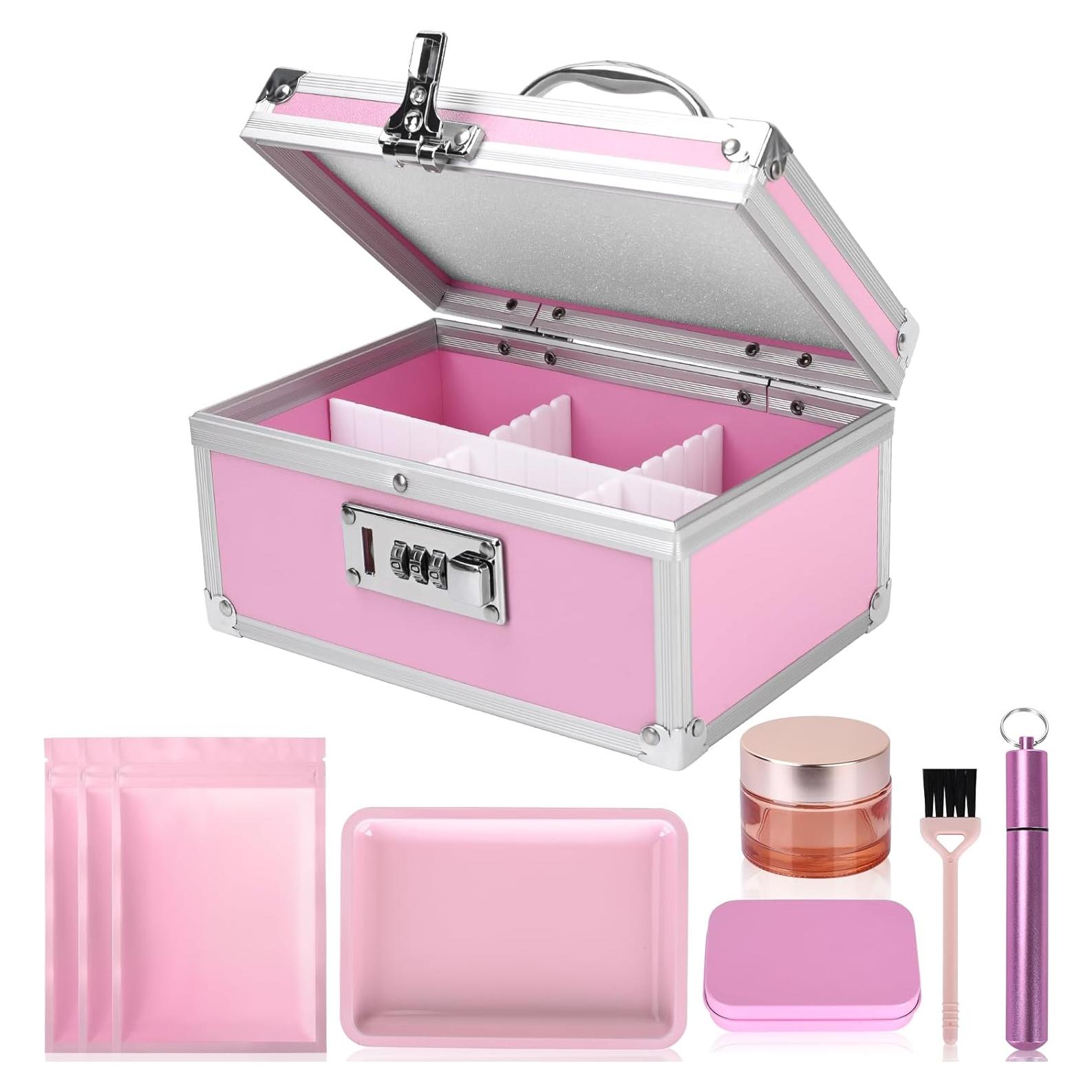 Caja de Seguridad Gosstek Rosa con 6 Accesorios y Candado