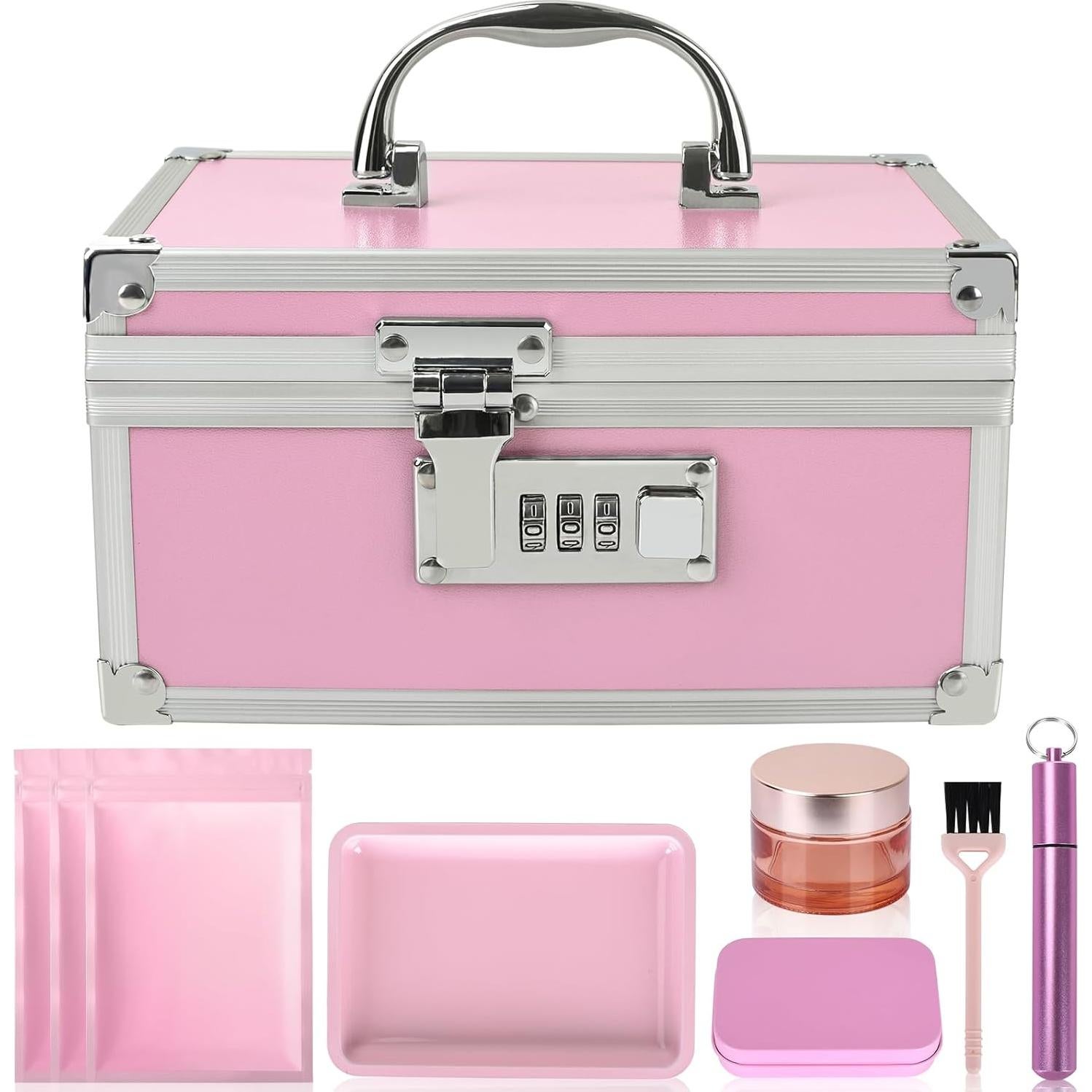 Caja de Seguridad Gosstek Rosa con 6 Accesorios y Candado