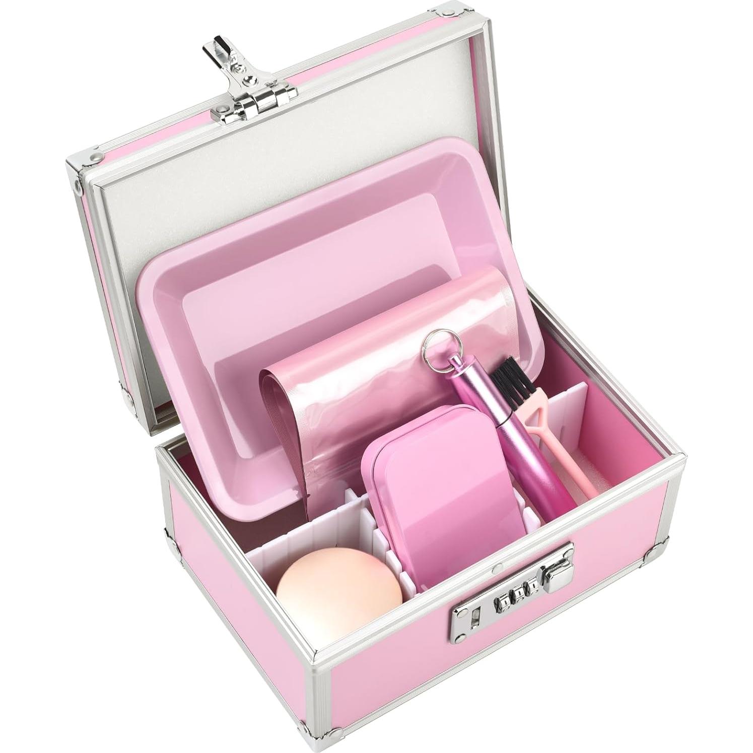 Caja de Seguridad Gosstek Rosa con 6 Accesorios y Candado