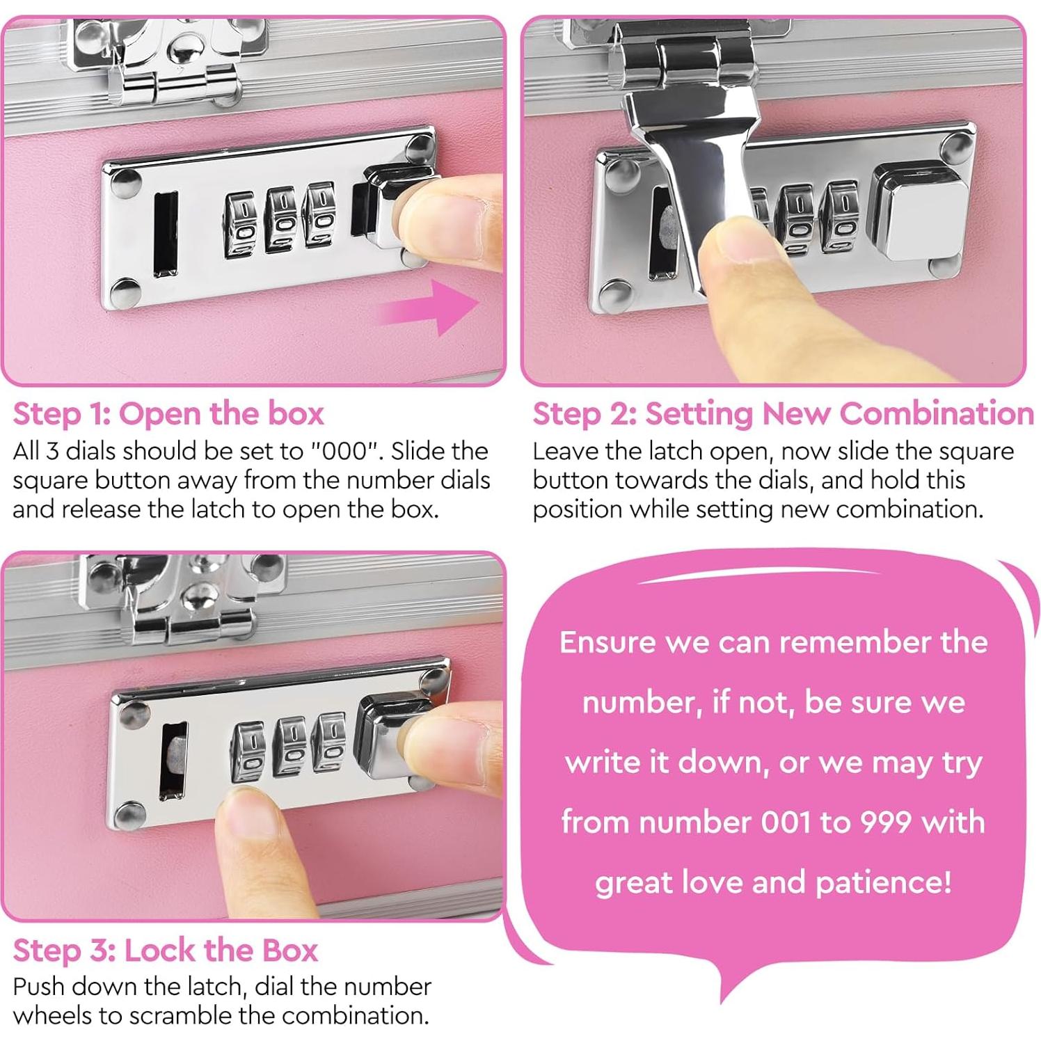 Caja de Seguridad Gosstek Rosa con 6 Accesorios y Candado