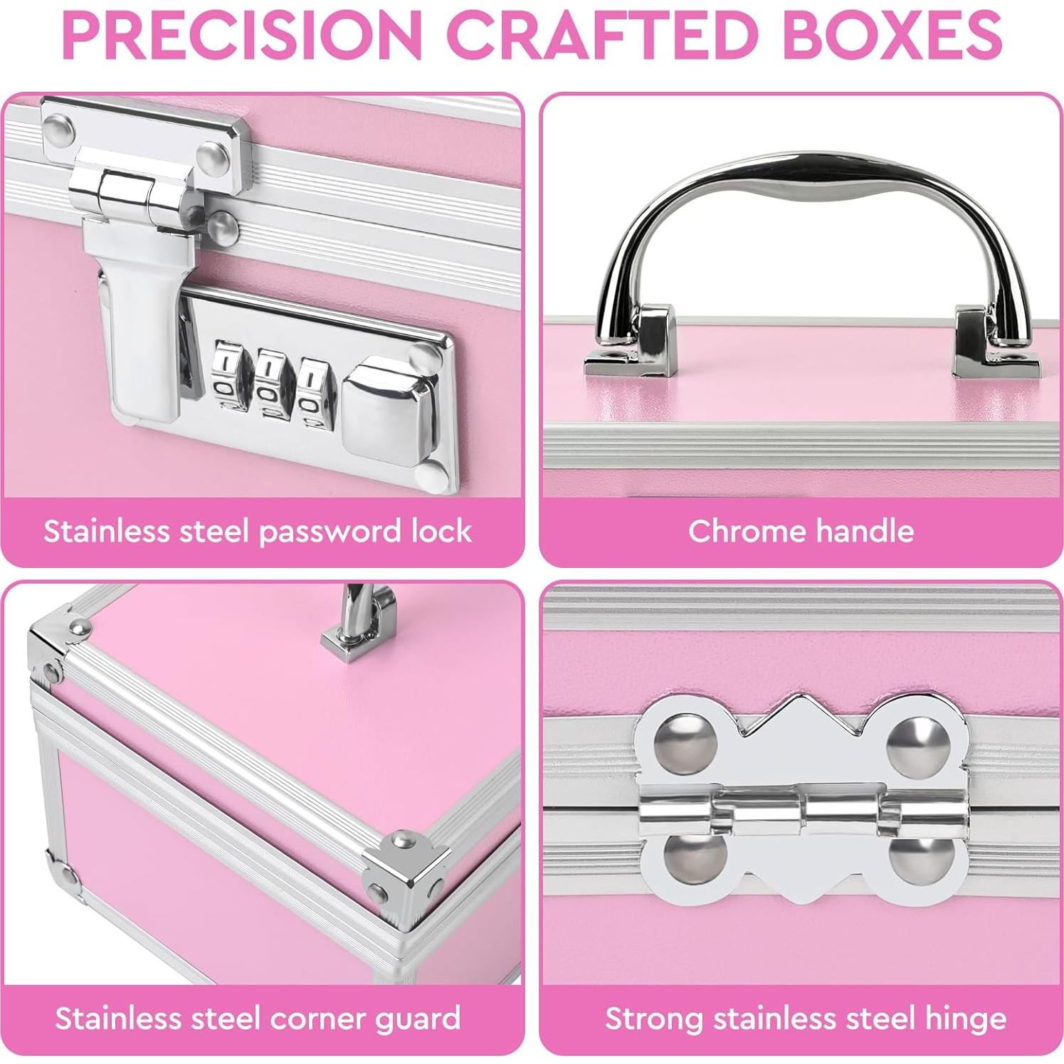 Caja de Seguridad Gosstek Rosa con 6 Accesorios y Candado