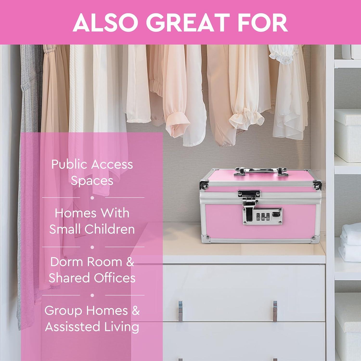 Caja de Seguridad Gosstek Rosa con 6 Accesorios y Candado