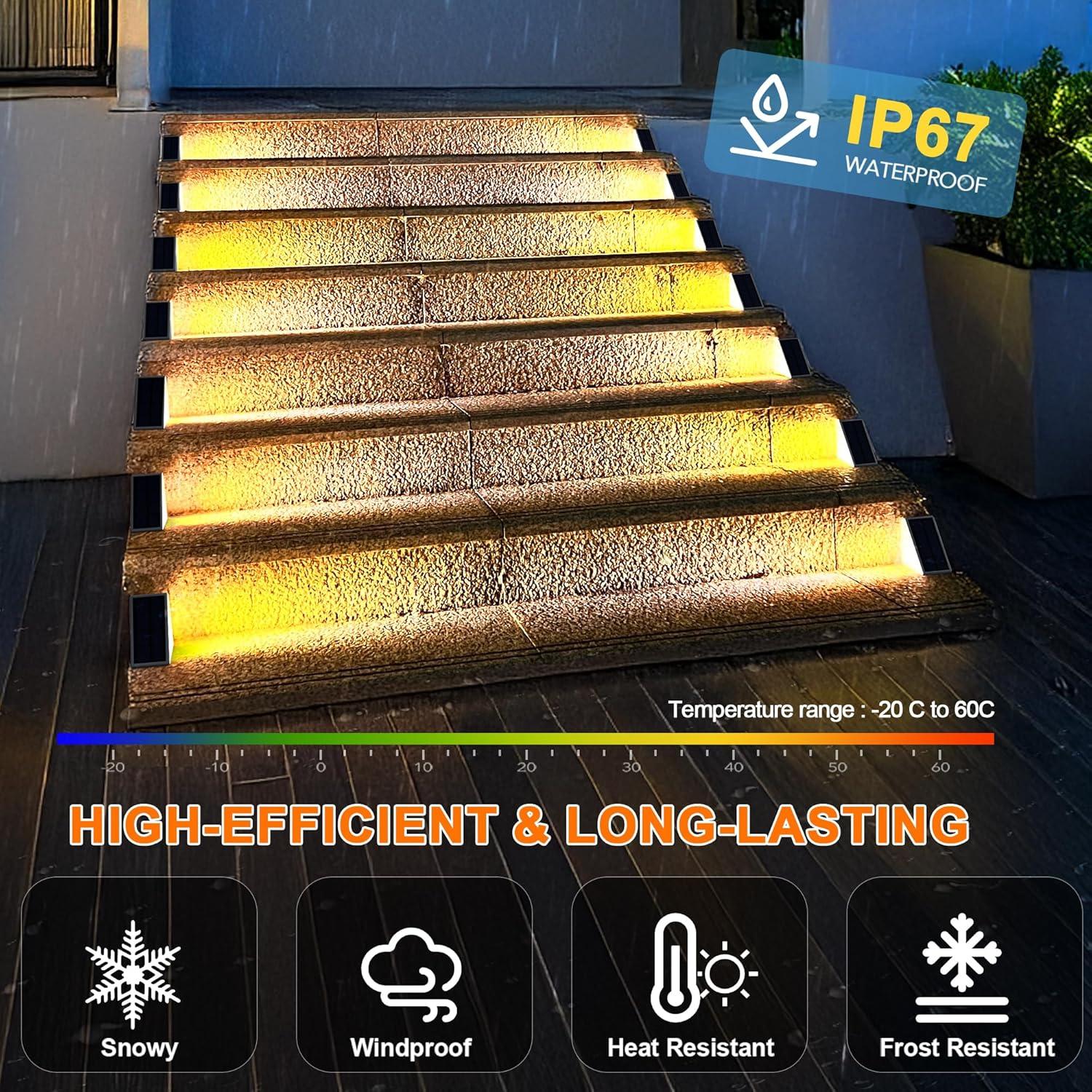 Luces de Escalera LED Solares AUDLES 6 Paquete IP65