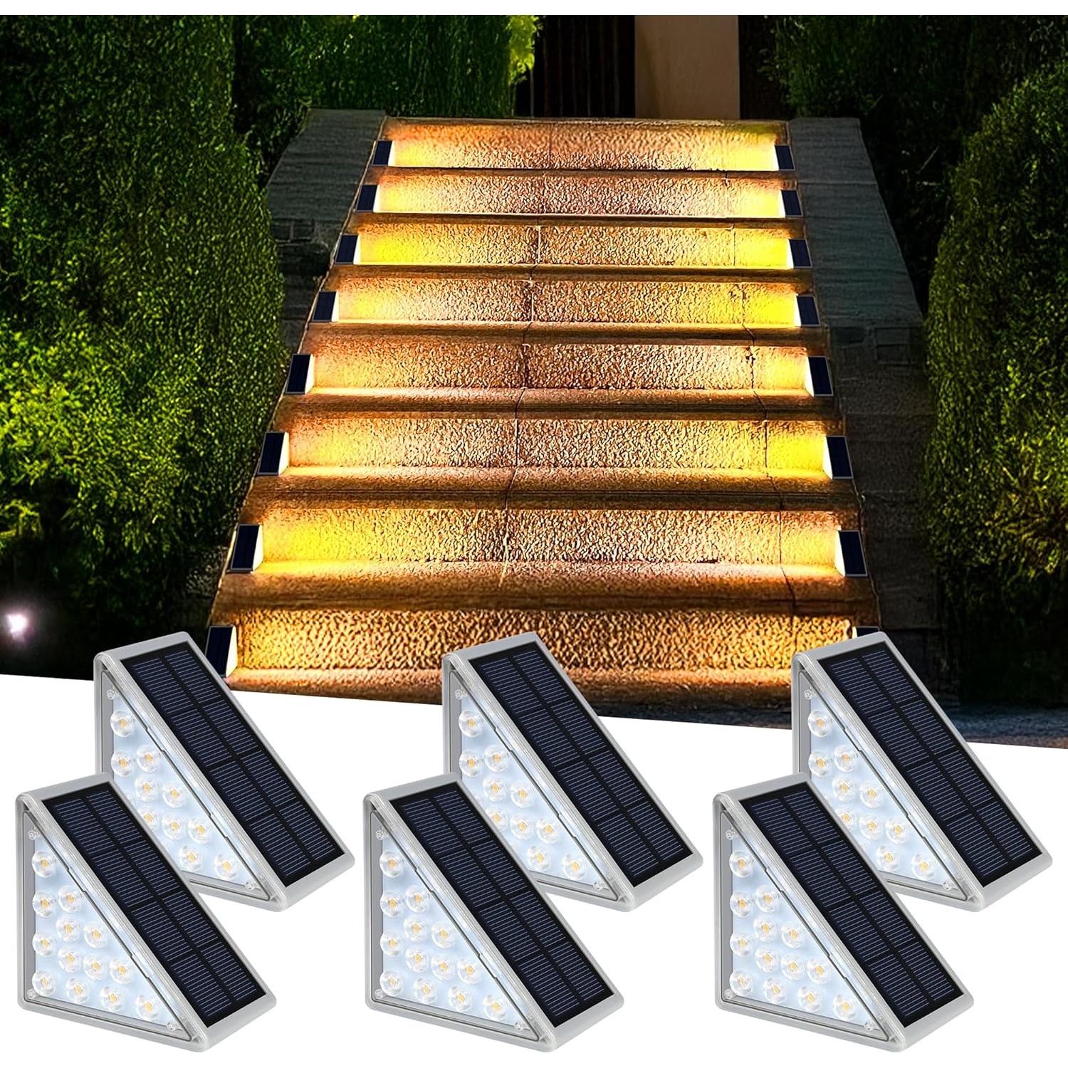 Luces de Escalera LED Solares AUDLES 6 Paquete IP65