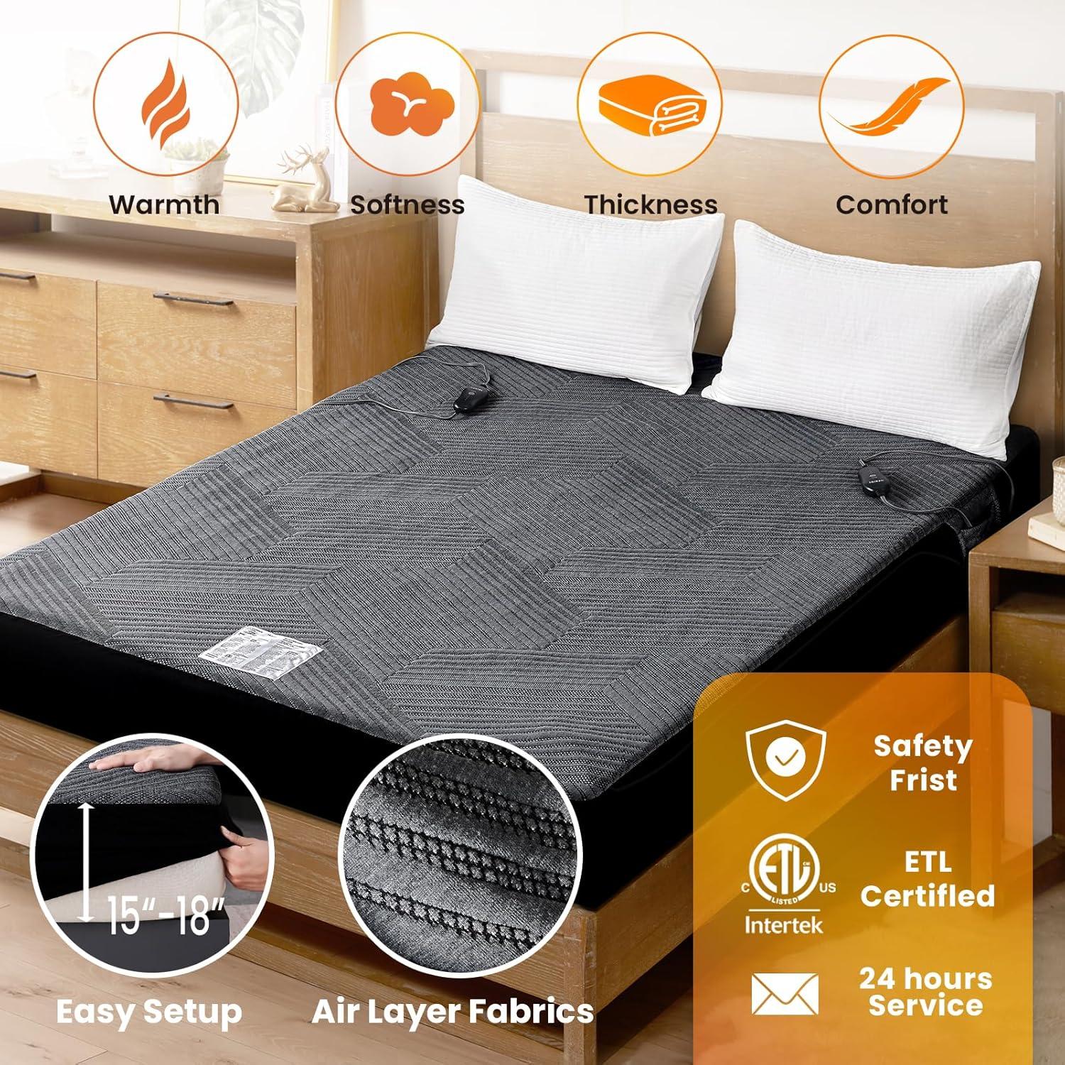 Almohadilla Térmica Eléctrica blunique Queen 3D Lavable