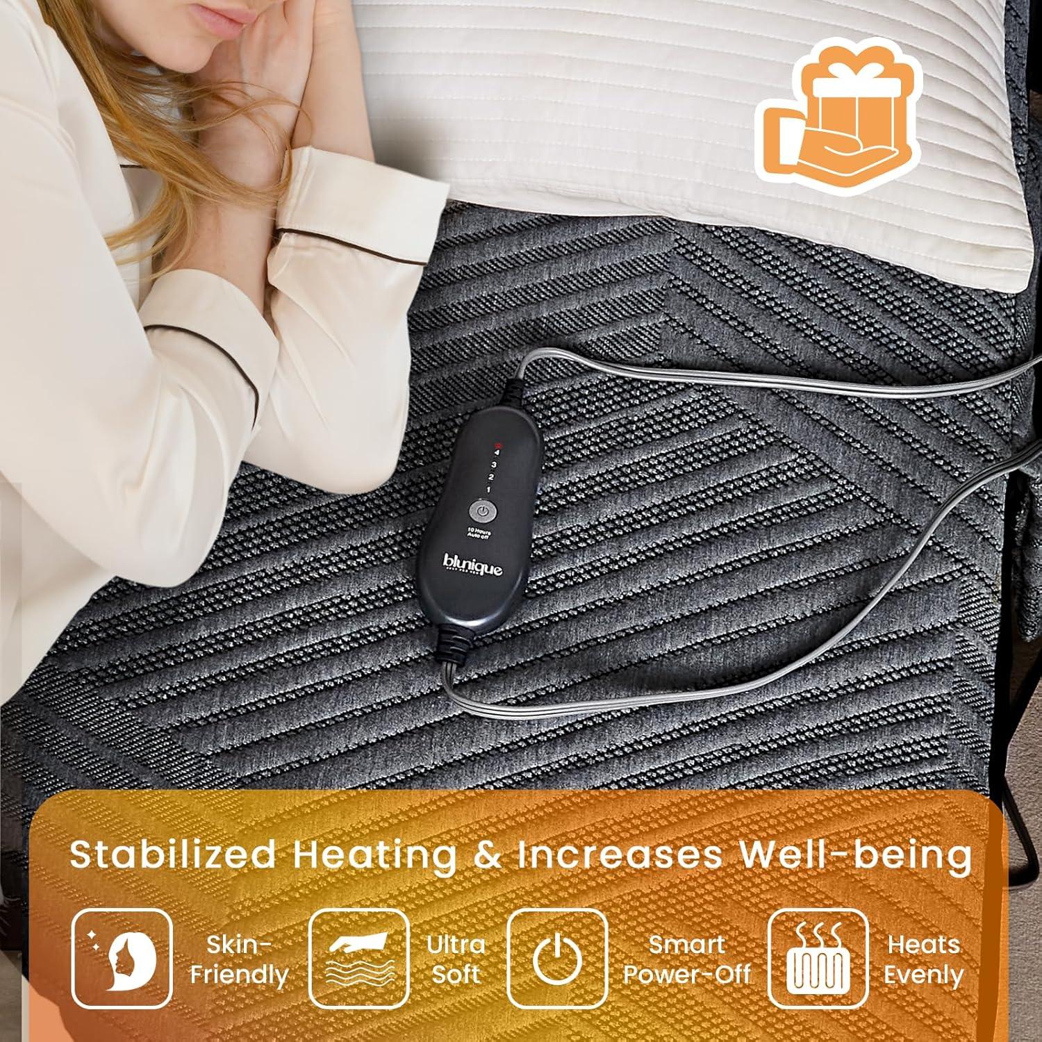 Almohadilla Térmica Eléctrica blunique Queen 3D Lavable