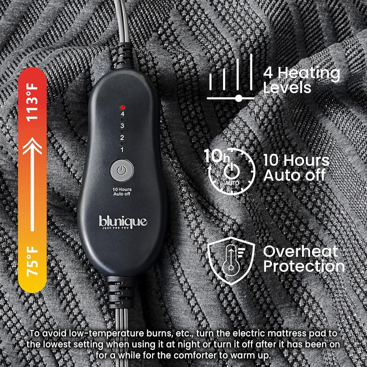 Almohadilla Térmica Eléctrica blunique Queen 3D Lavable