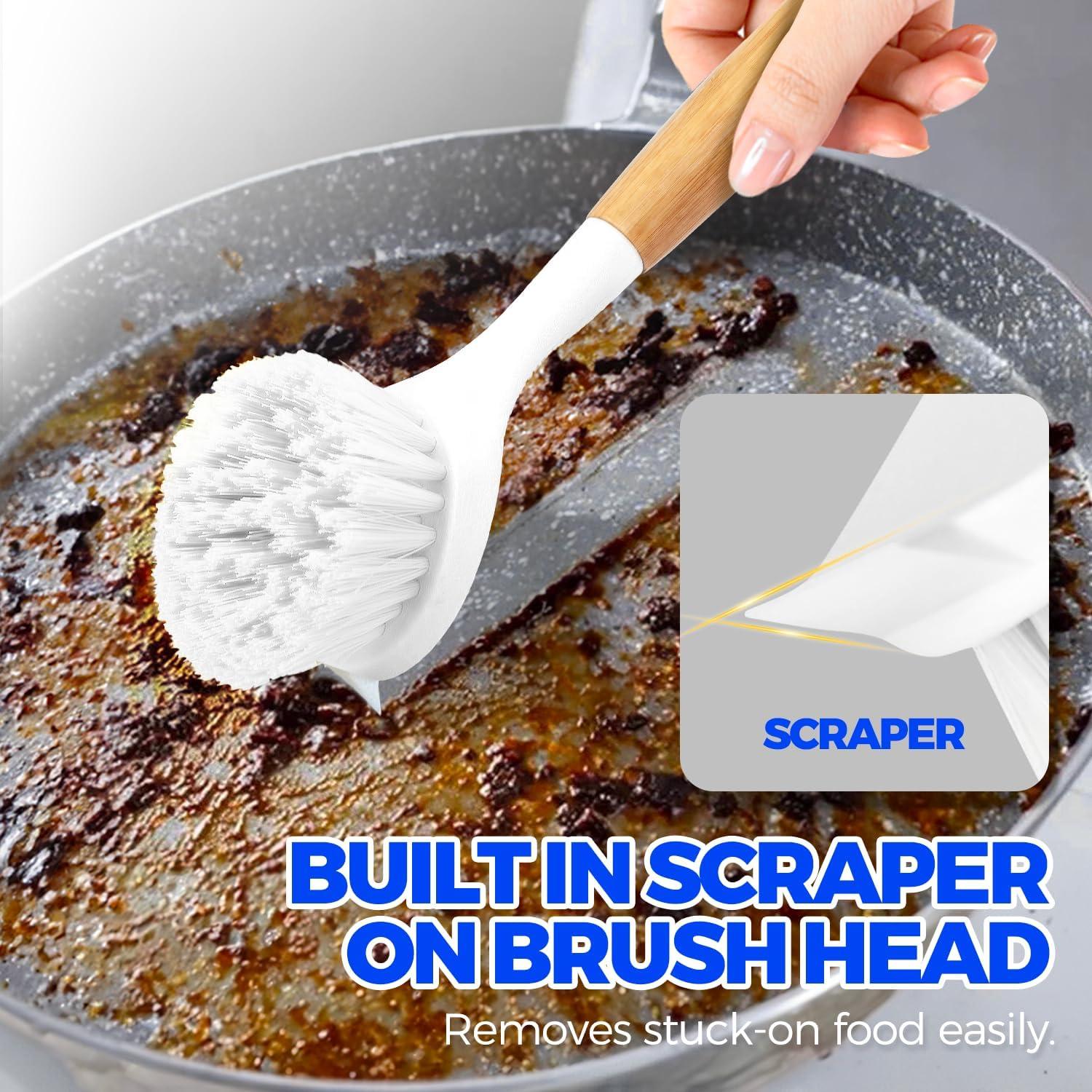 Set de 3 Cepillos de Platos Holikme con Mango de Bambú