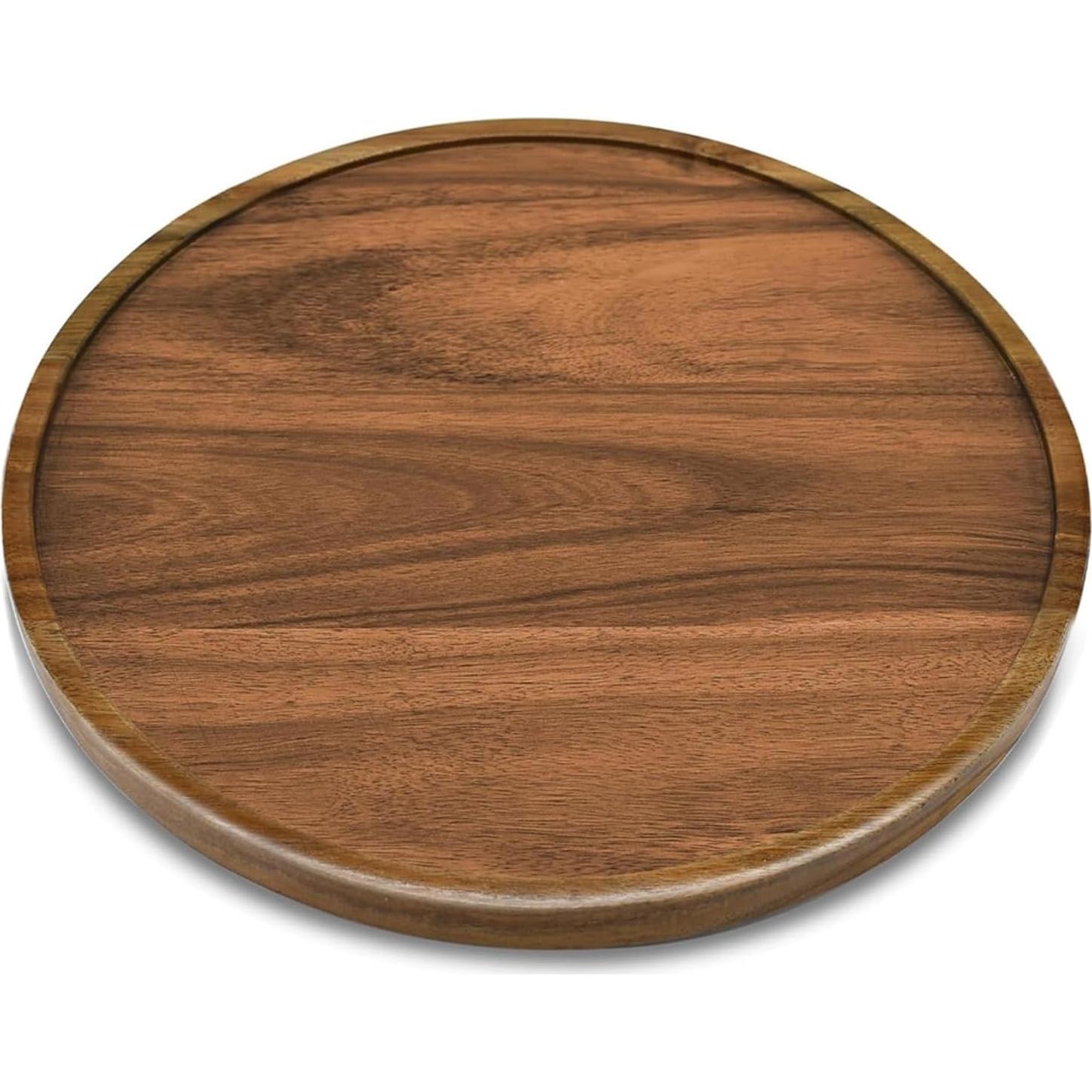 Bandejas de Madera de Acacia Redondas 20cm - 2 Pack SUZLFTDZSW