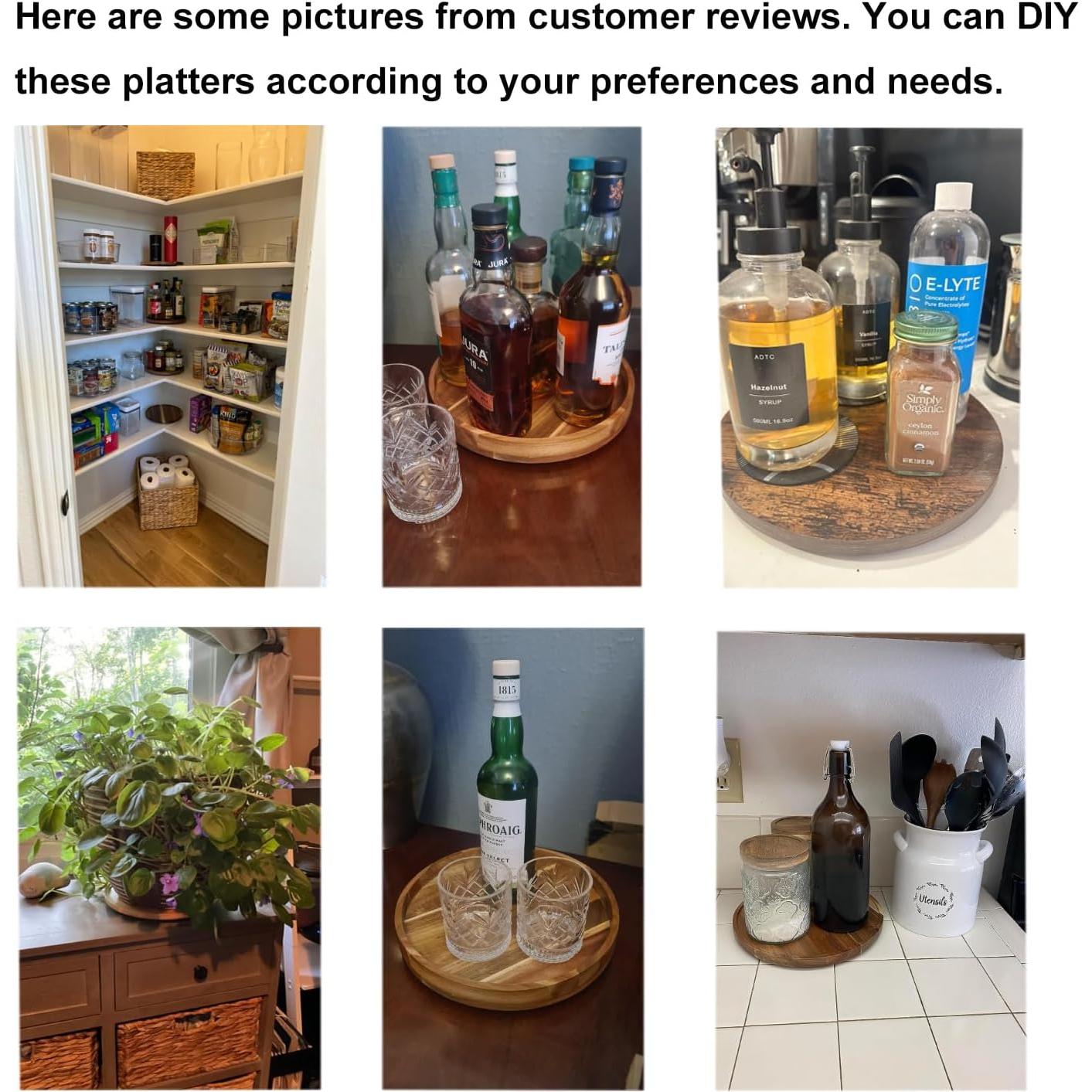 Bandejas de Madera de Acacia Redondas 20cm - 2 Pack SUZLFTDZSW