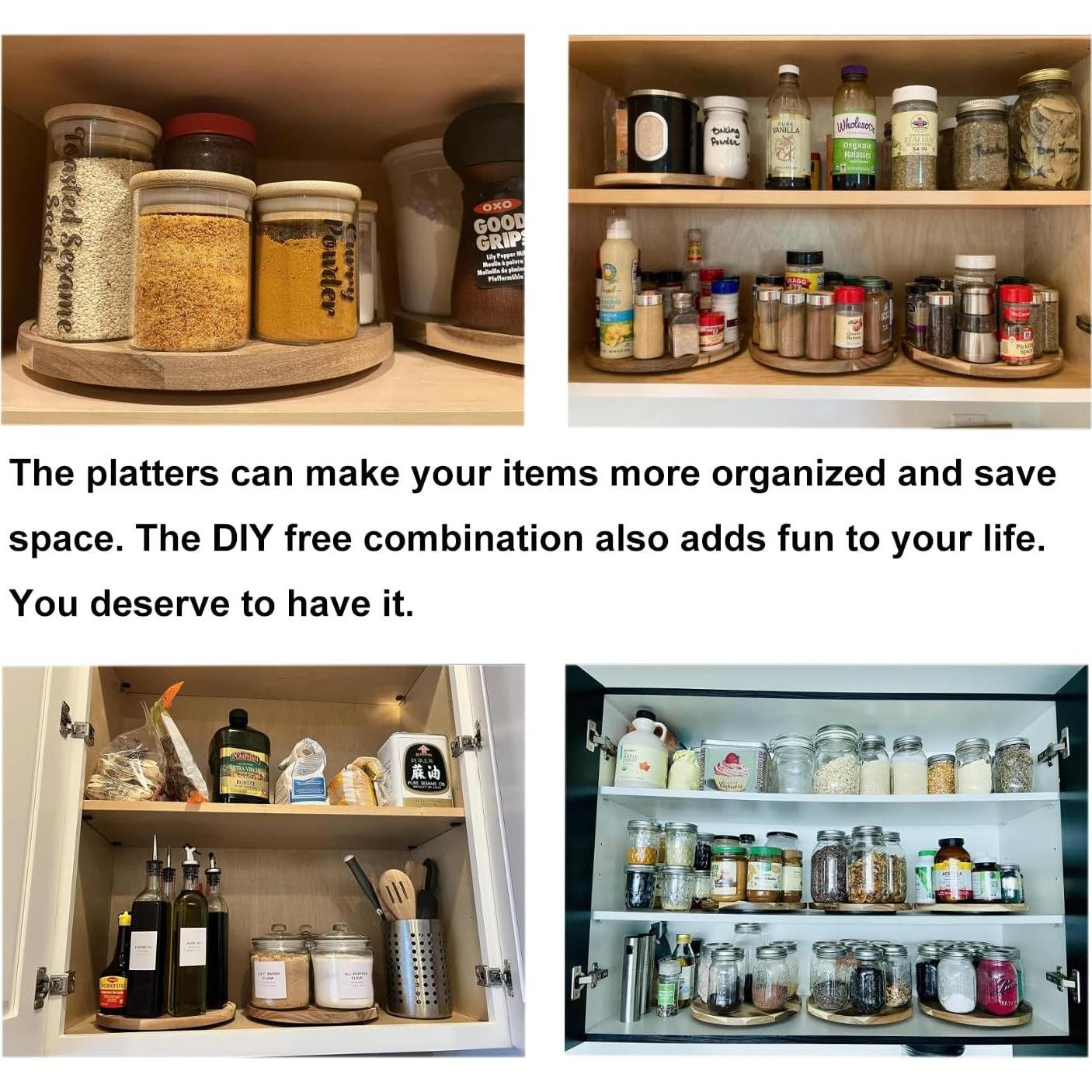 Bandejas de Madera de Acacia Redondas 20cm - 2 Pack SUZLFTDZSW