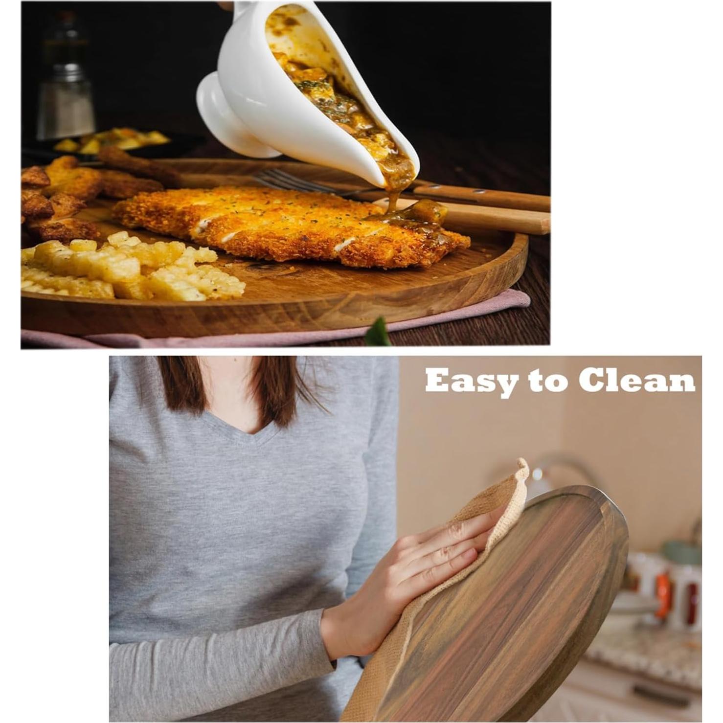 Bandejas de Madera de Acacia Redondas 20cm - 2 Pack SUZLFTDZSW