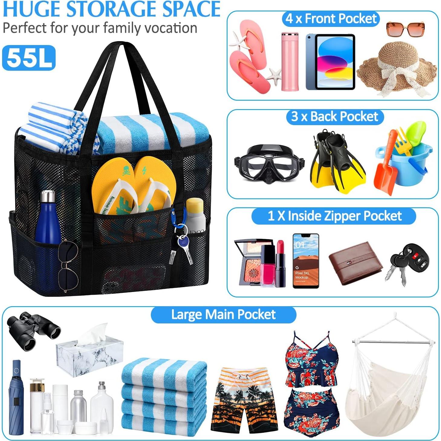 Bolsa de Playa Plegable Ayieyill Grande Impermeable 42x22x38cm