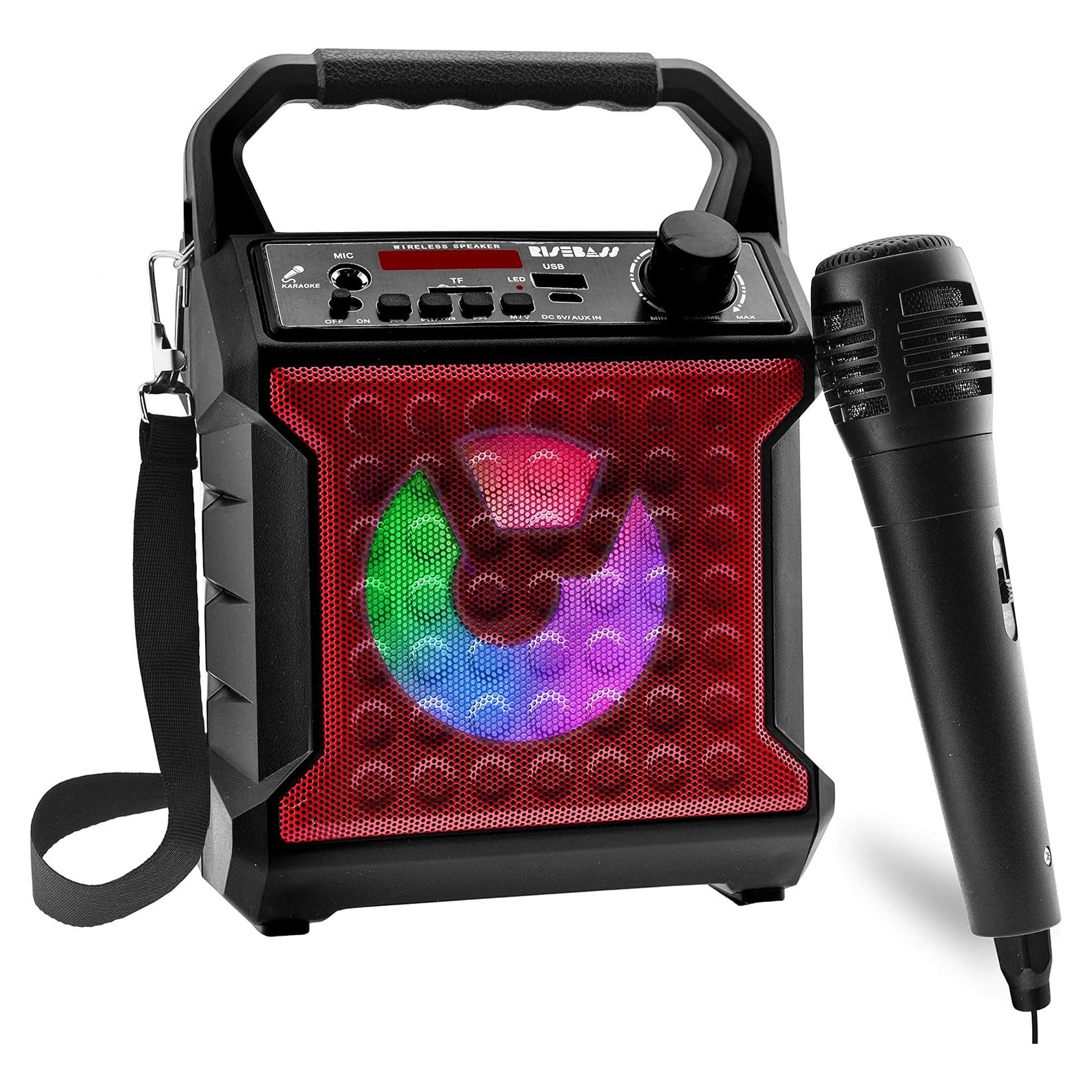 Altavoz Bluetooth Risebass Rojo con Micrófono y LED