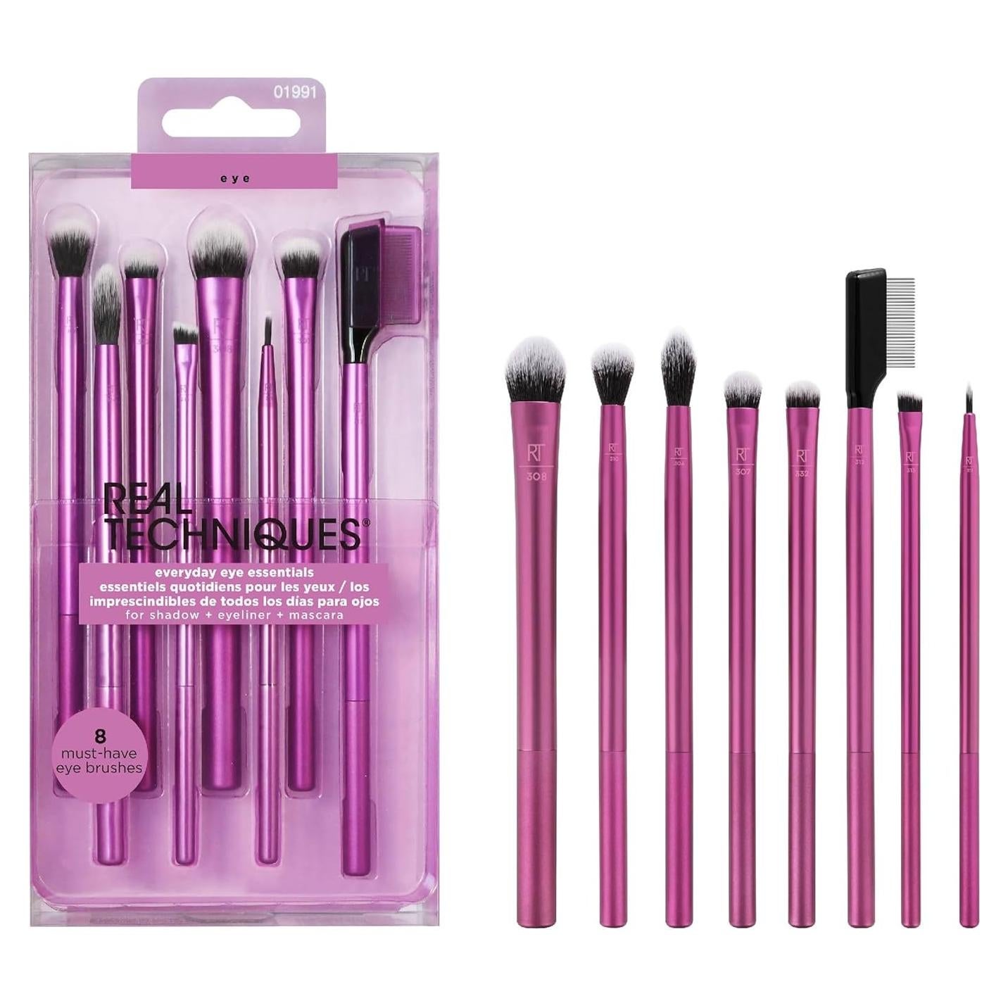 Set de Brochas de Maquillaje Esenciales para Ojos Real Techniques 8 Piezas