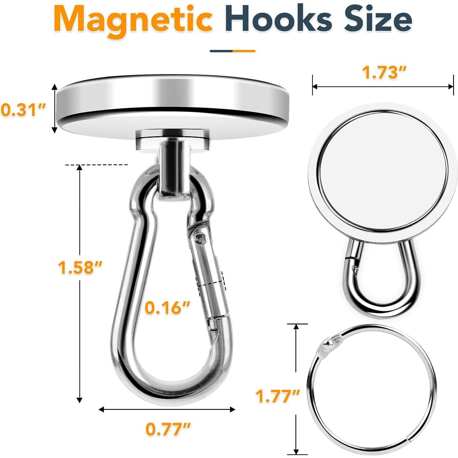 Ganchos Magnéticos MIKEDE 4 Pcs Alta Resistencia 90.72 kg