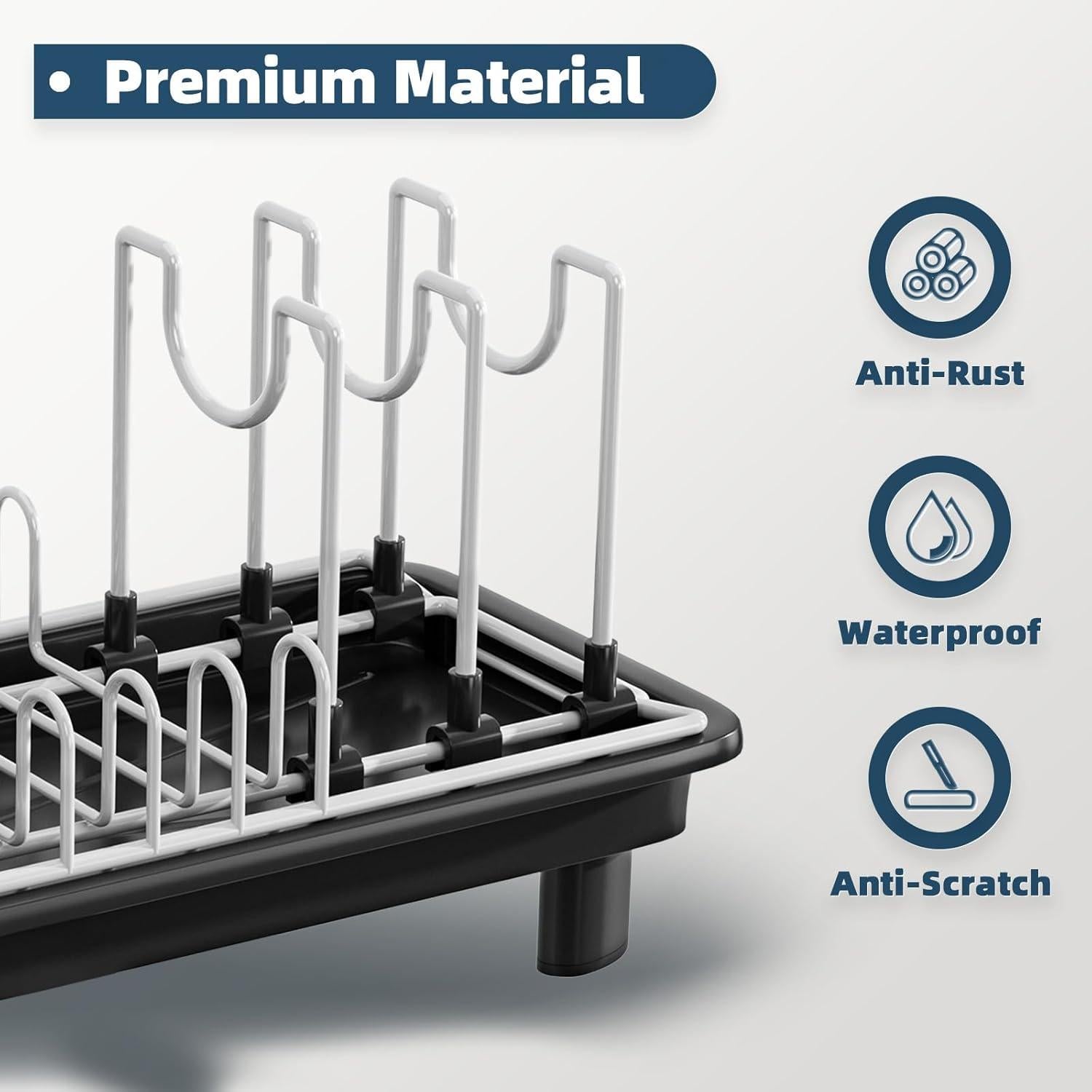 Escurridor de Platos Compacto SanDream - Metal Negro 42x16.5x19 cm