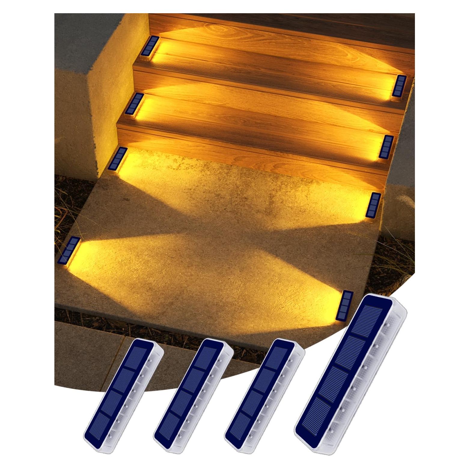 Luces de Escalera Solares SHENZHEN 4 Pzs Blanco Cálido